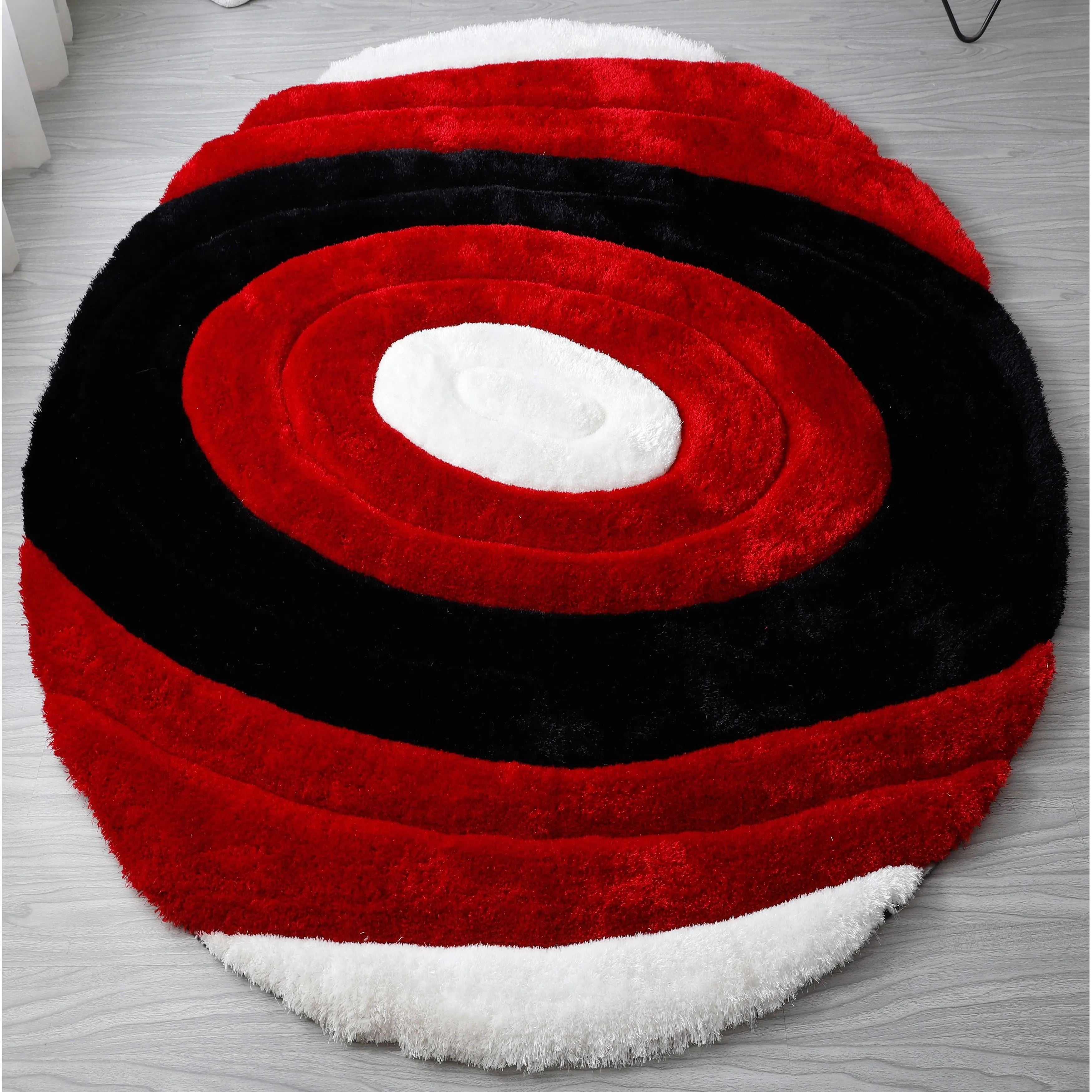 Mateos Shag Collection Red/Black Area Rug
