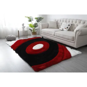 Mateos Shag Collection Red/Black Area Rug