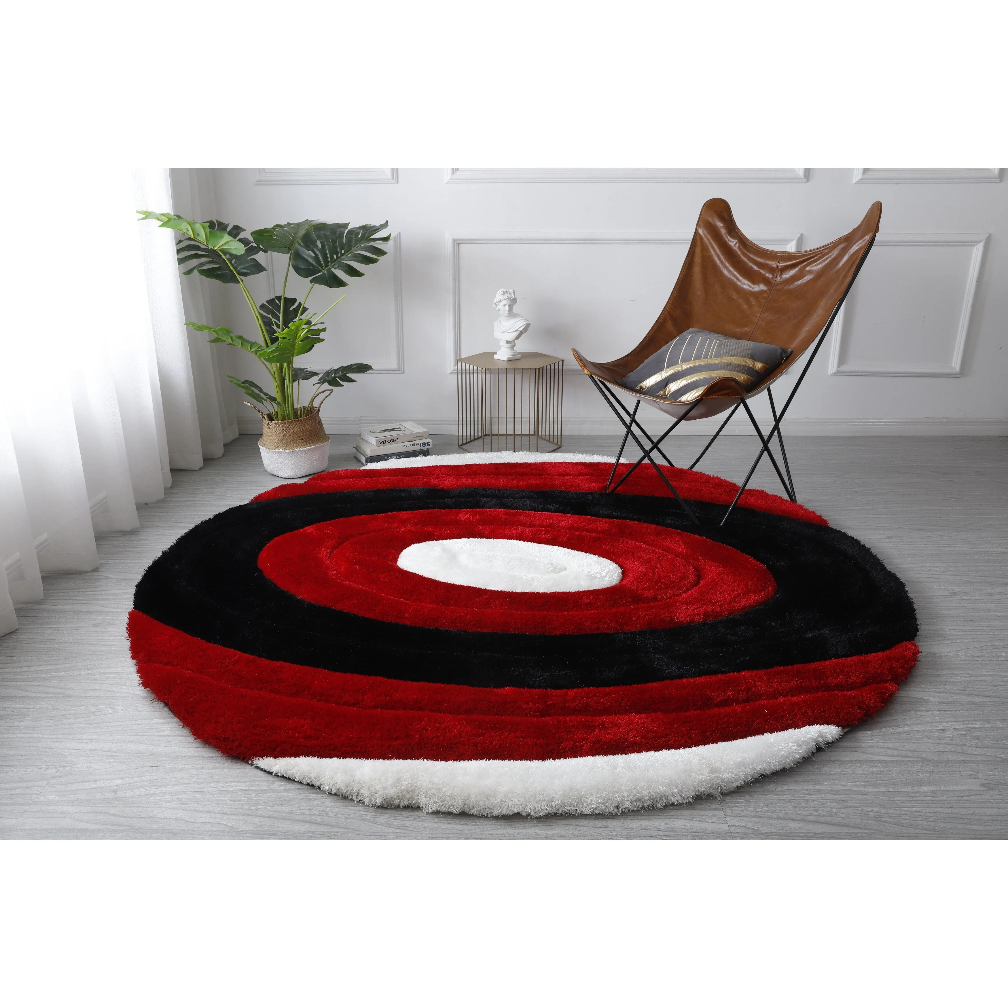 Mateos Shag Collection Red/Black Area Rug