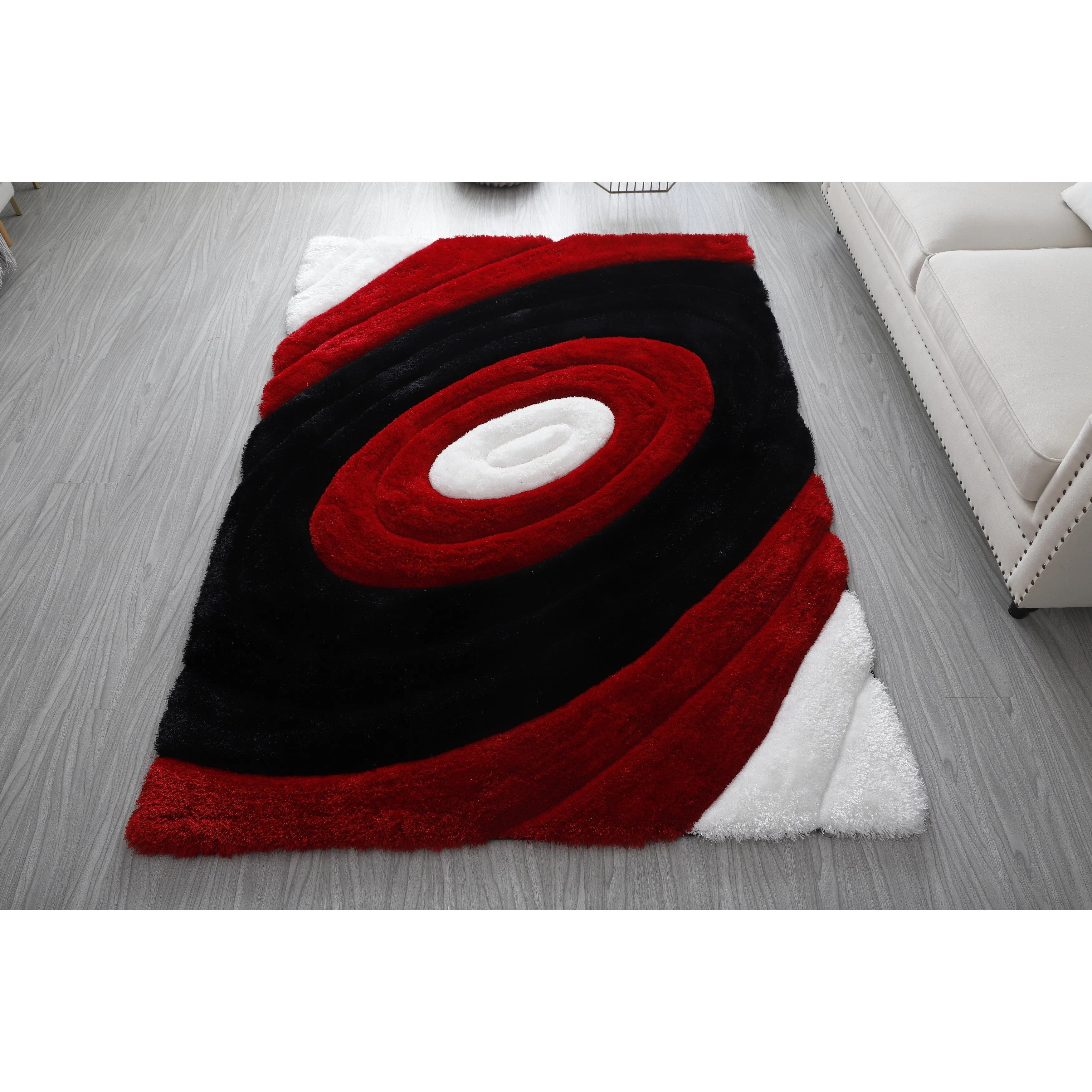 Mateos Shag Collection Red/Black Area Rug