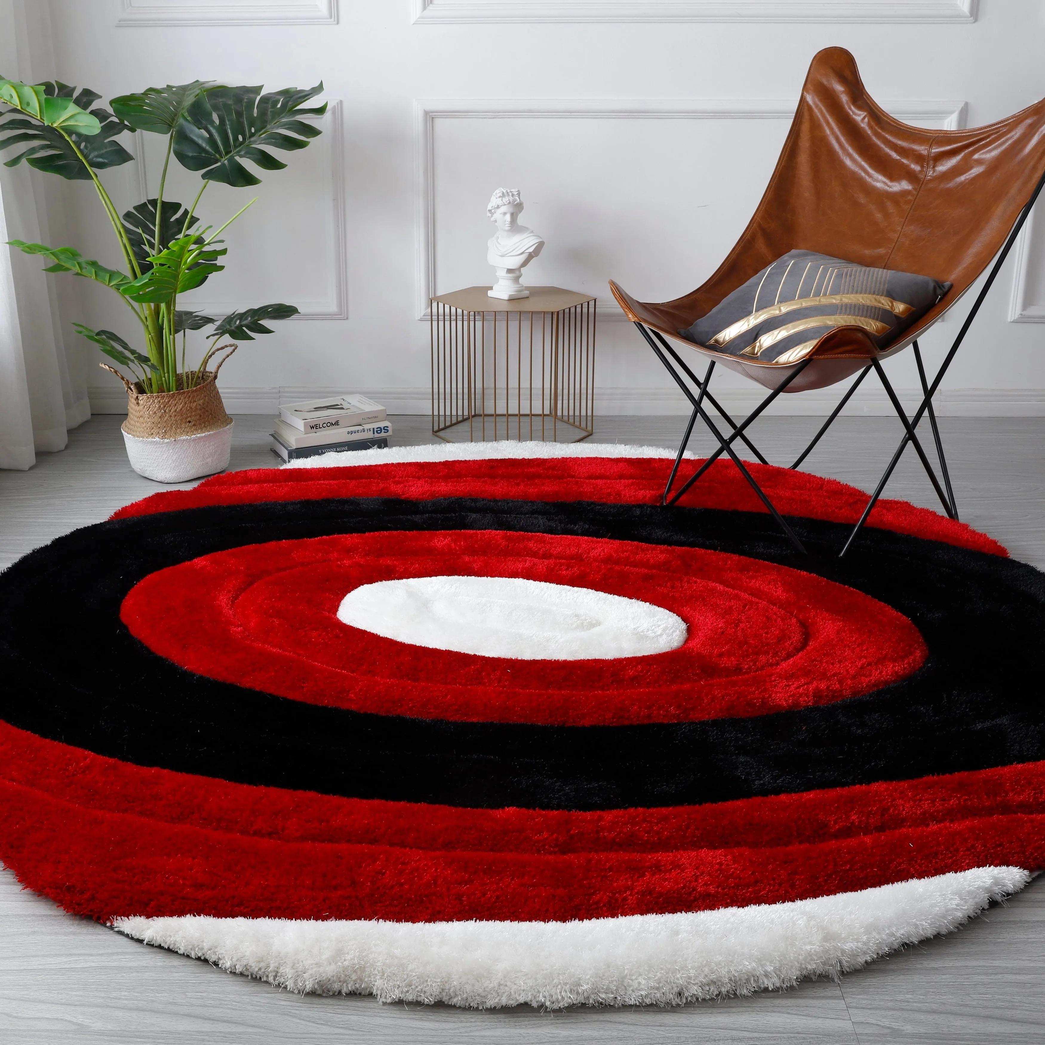 Mateos Shag Collection Red/Black Area Rug
