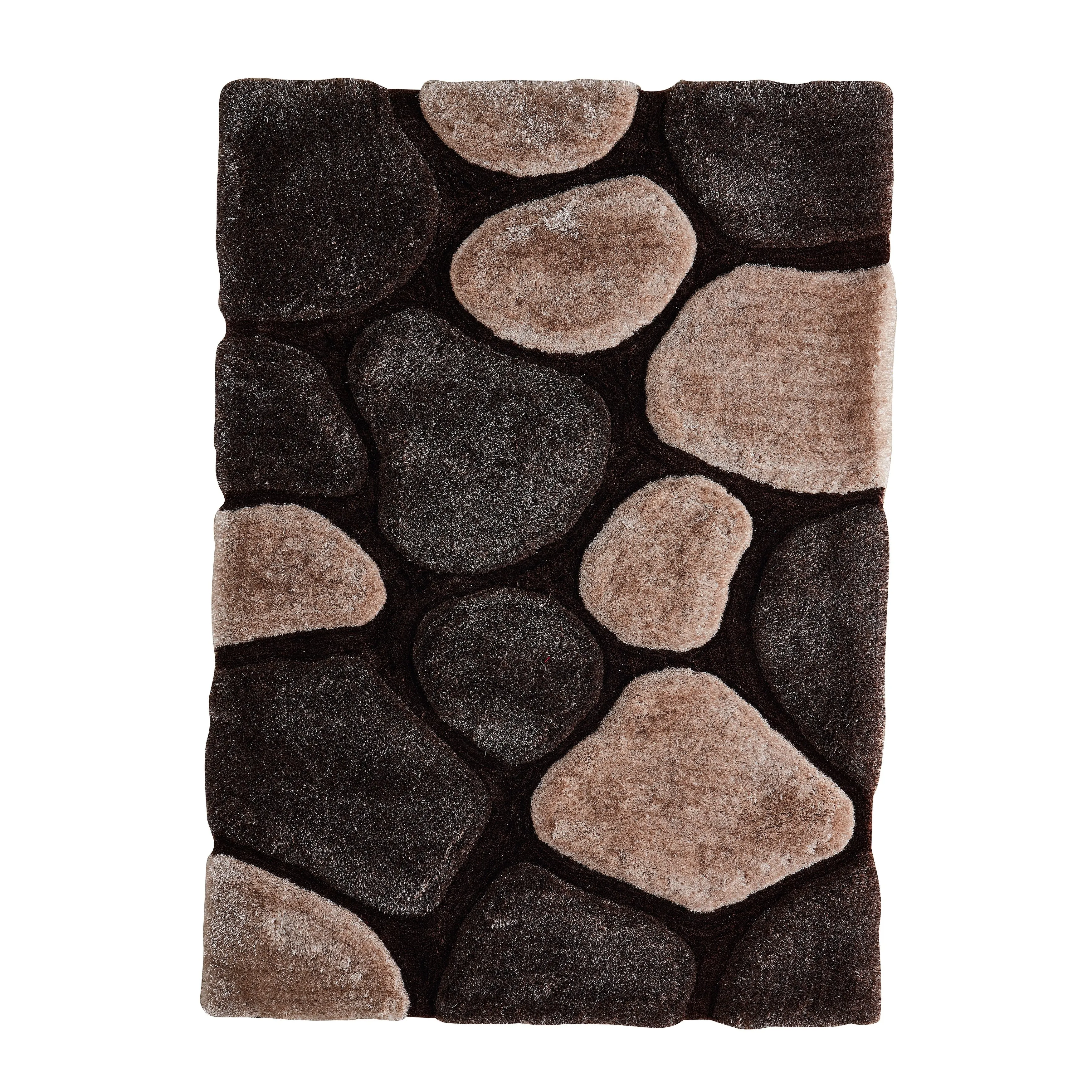 Mateos Shag Collection Stone Area Rug