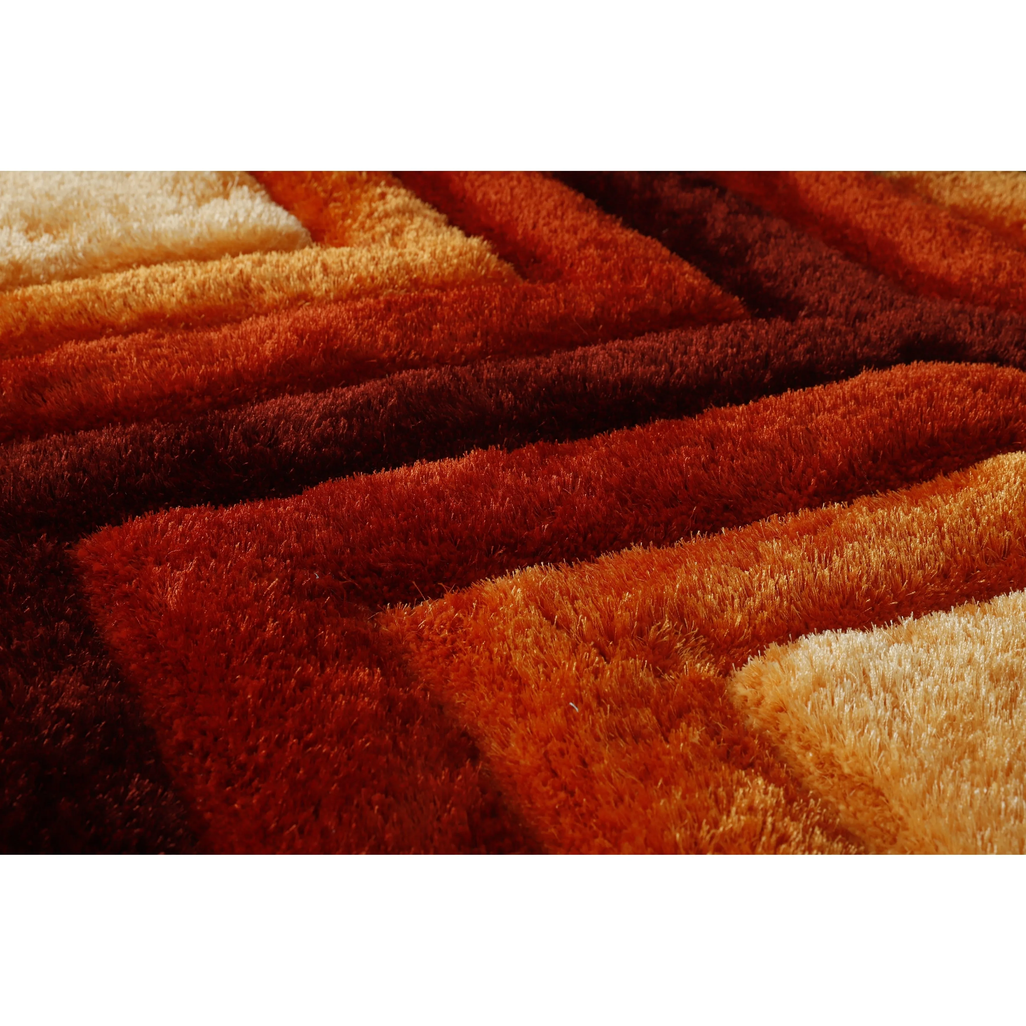 Mateos Shag Red/Orange Contemporary Designed Area Rug