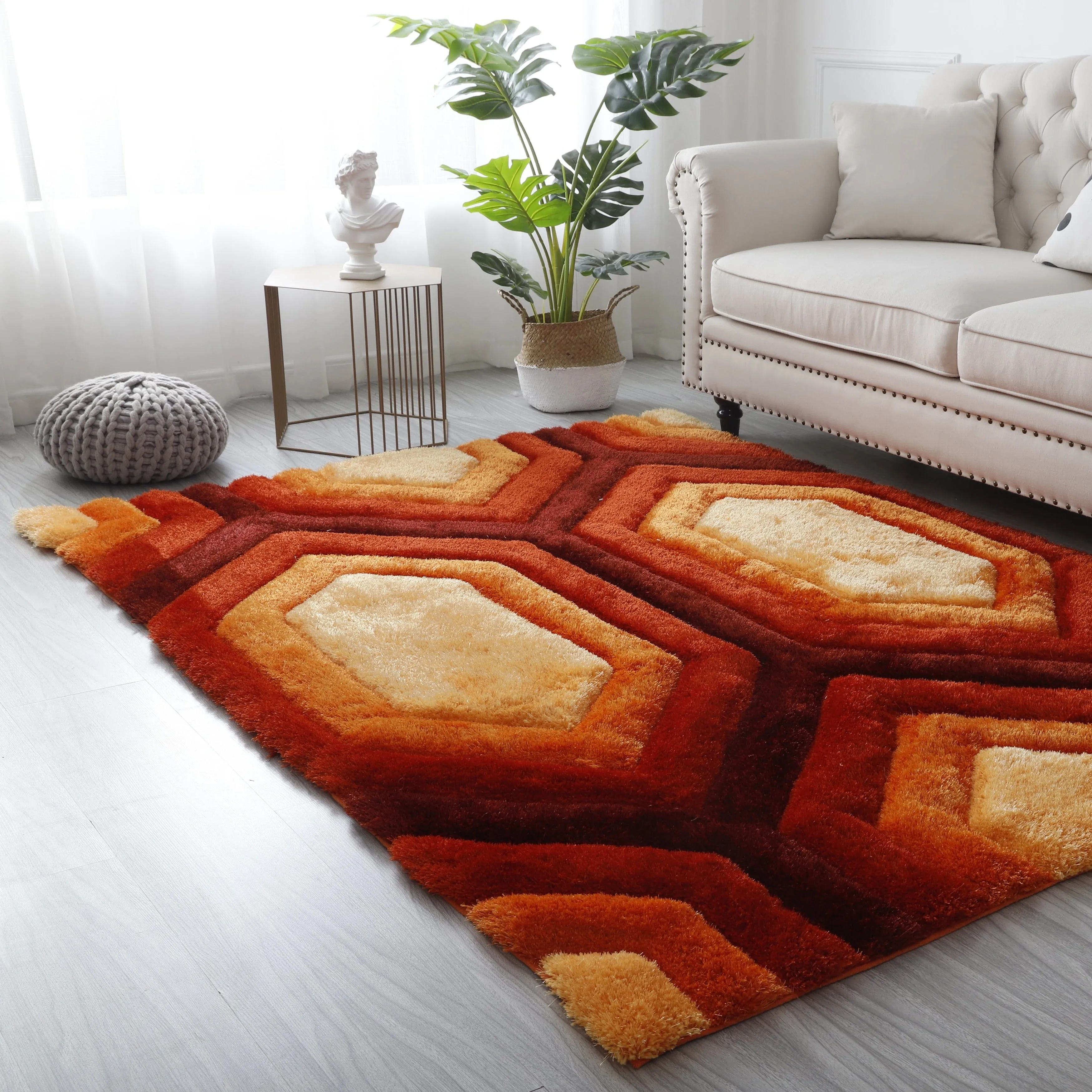 Mateos Shag Red/Orange Contemporary Designed Area Rug