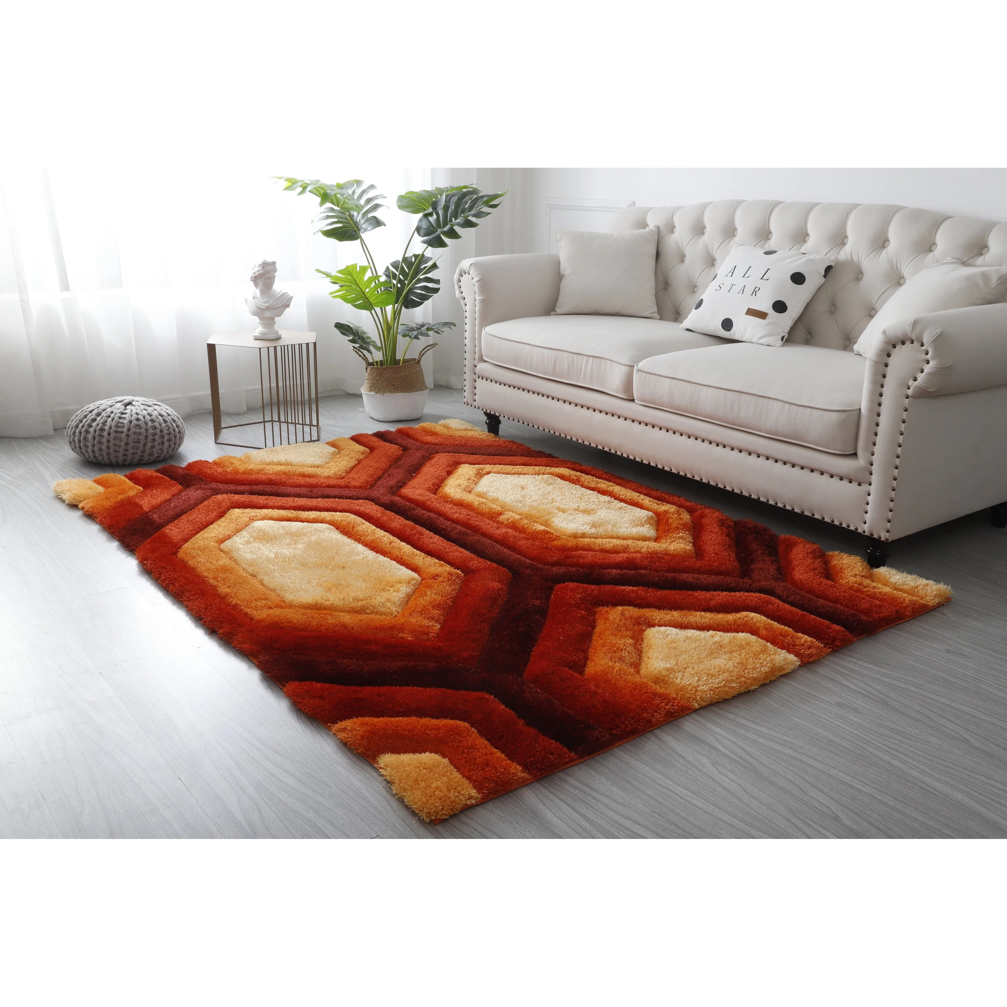 Mateos Shag Red/Orange Contemporary Designed Area Rug