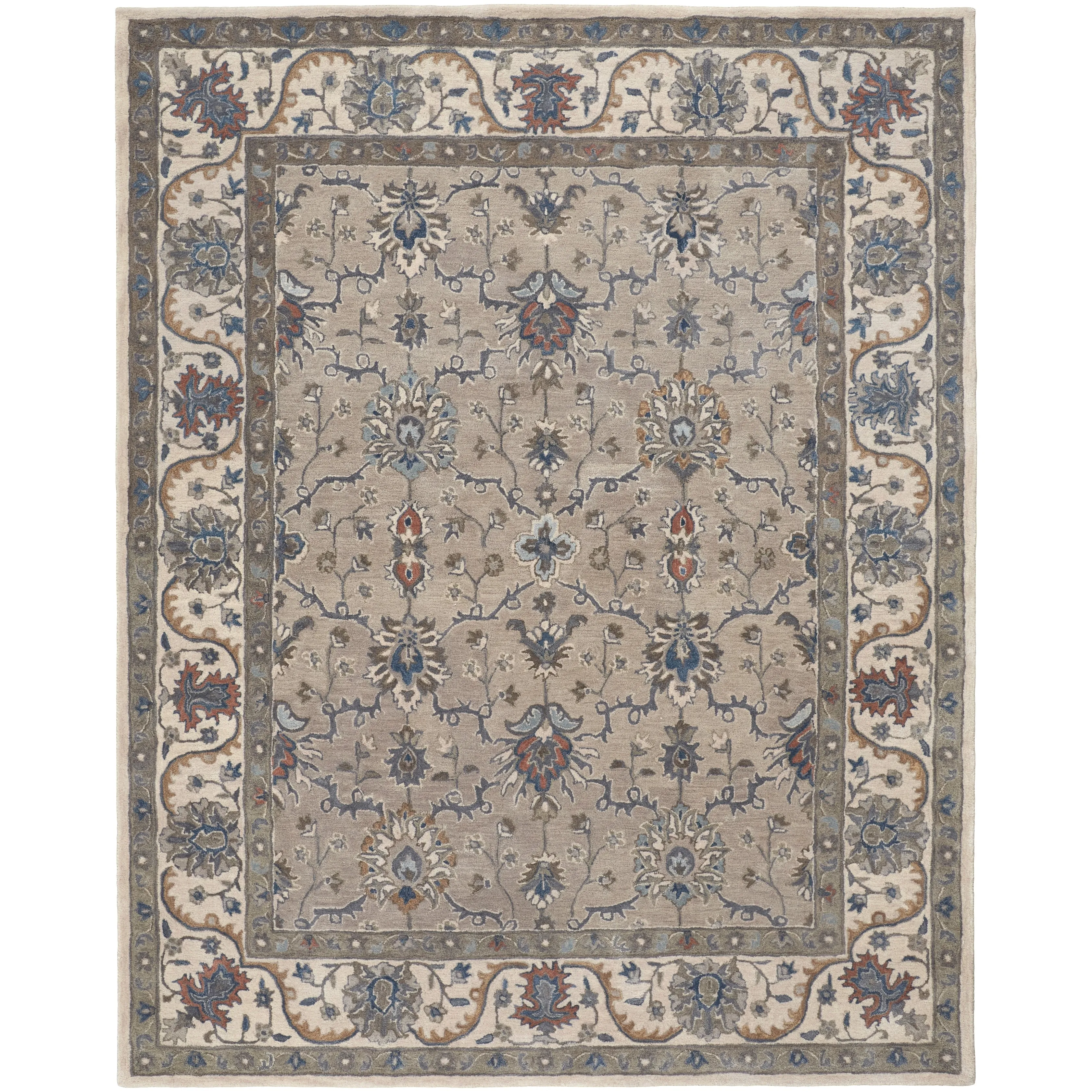 Mattias Tufted Persian Floral Rug. Warm Gray/Blue. Area Rug