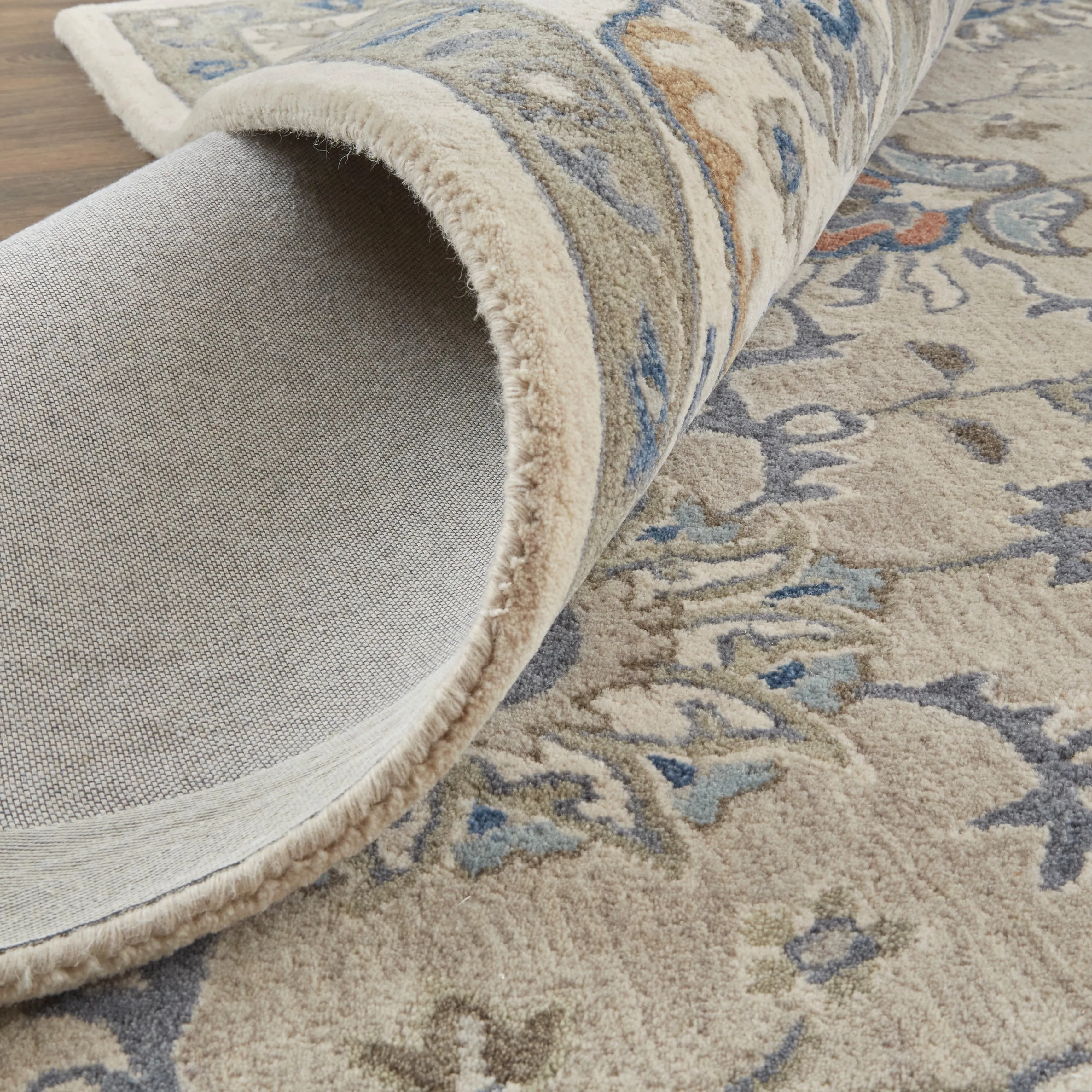 Mattias Tufted Persian Floral Rug. Warm Gray/Blue. Area Rug