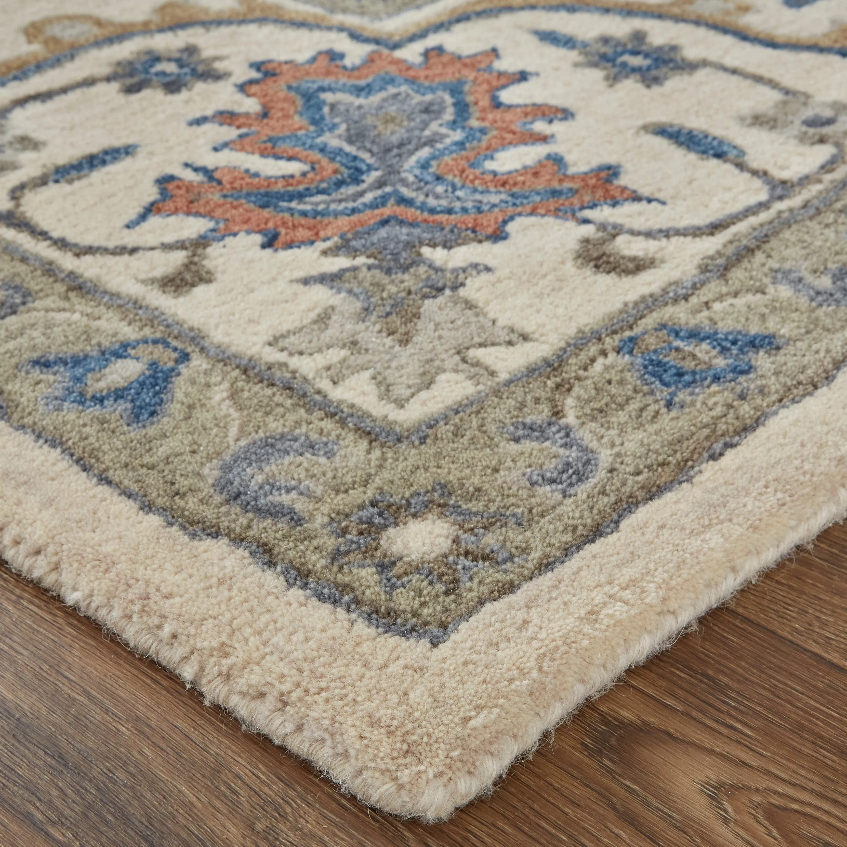 Mattias Tufted Persian Floral Rug. Warm Gray/Blue. Area Rug