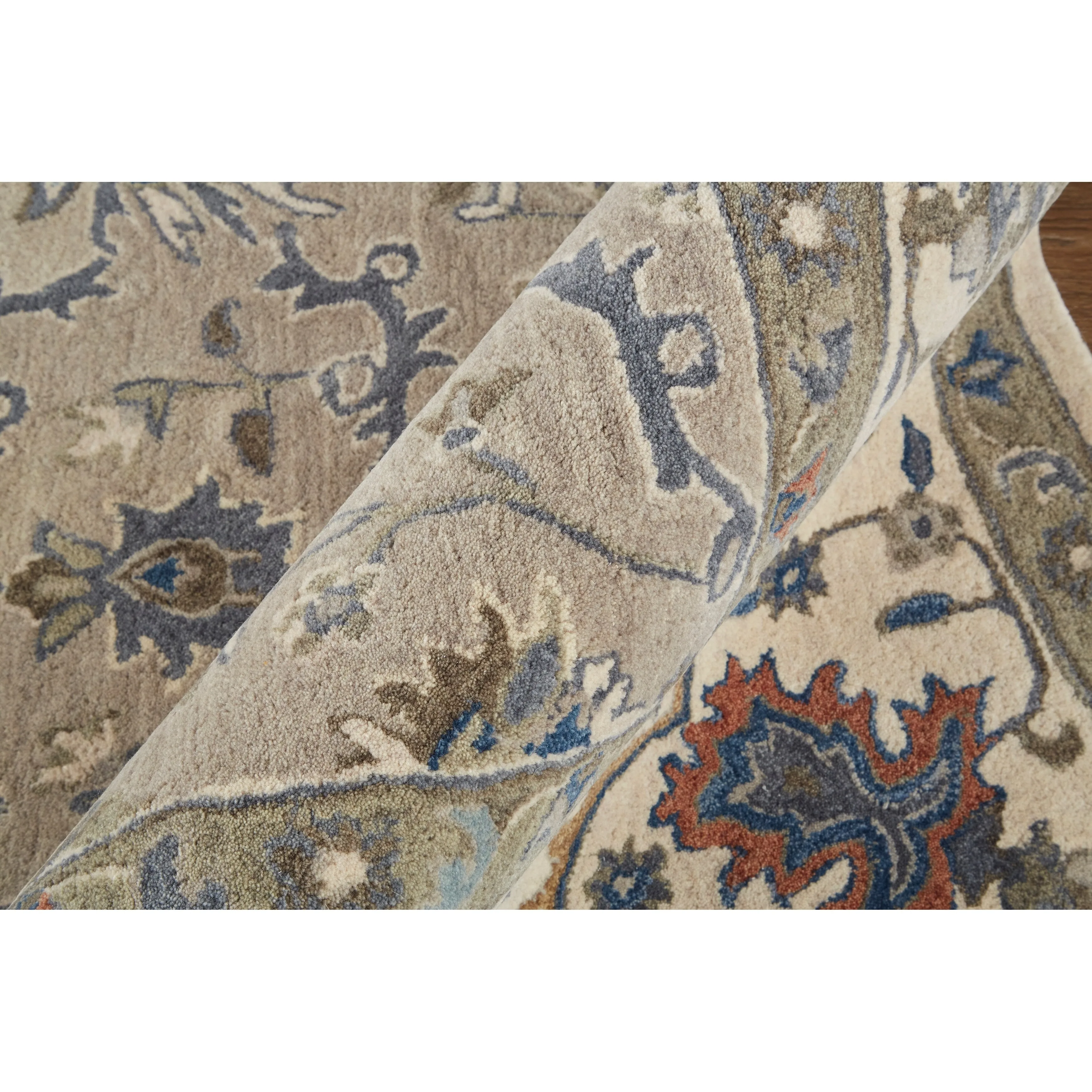 Mattias Tufted Persian Floral Rug. Warm Gray/Blue. Area Rug