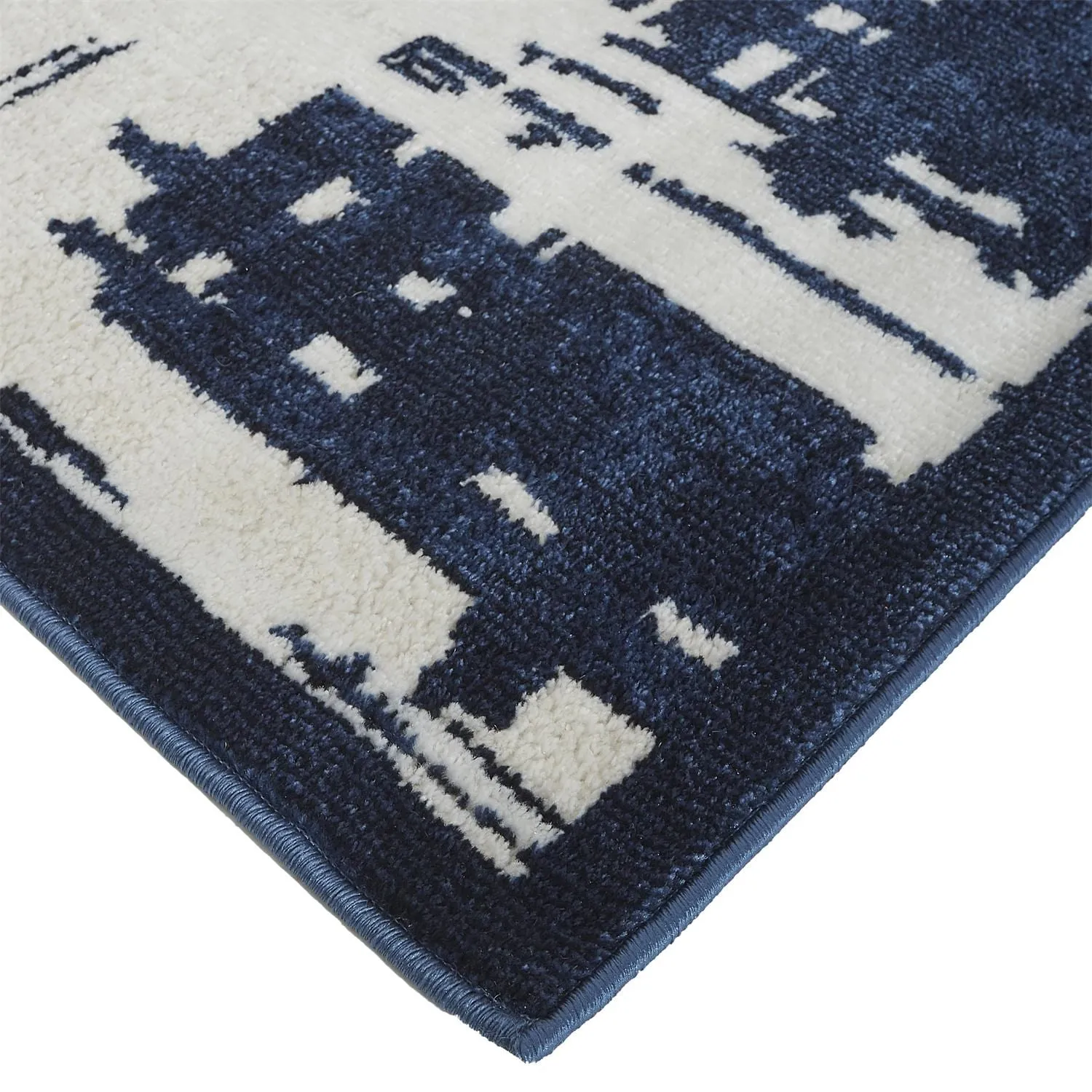 Meera Coastal Inspired Rug. Crosshatch. Navy Blue. Accent Rug