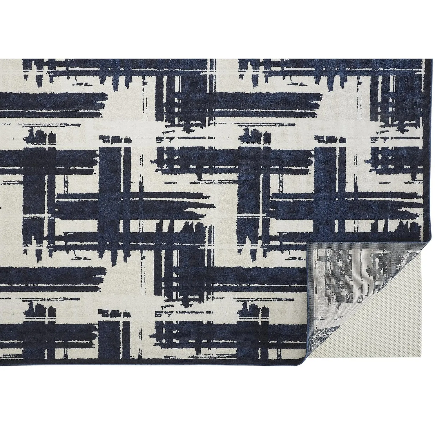 Meera Coastal Inspired Rug. Crosshatch. Navy Blue. Accent Rug