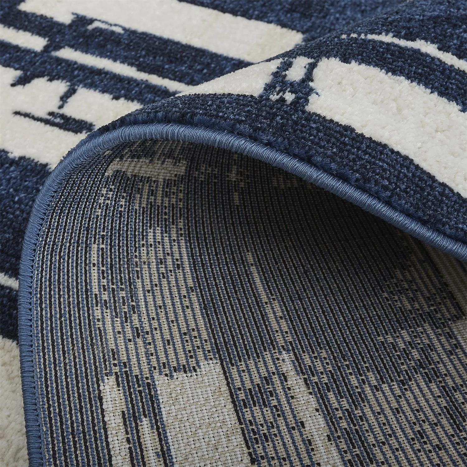 Meera Coastal Inspired Rug. Crosshatch. Navy Blue. Accent Rug