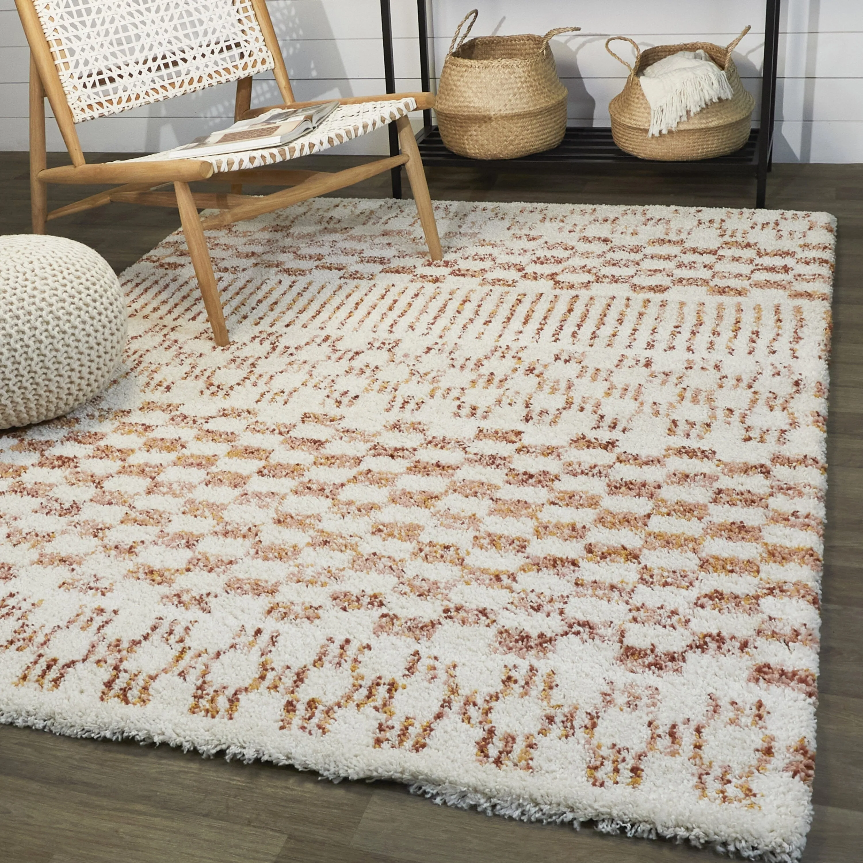 Mendieta Checkered Shag Area Rug