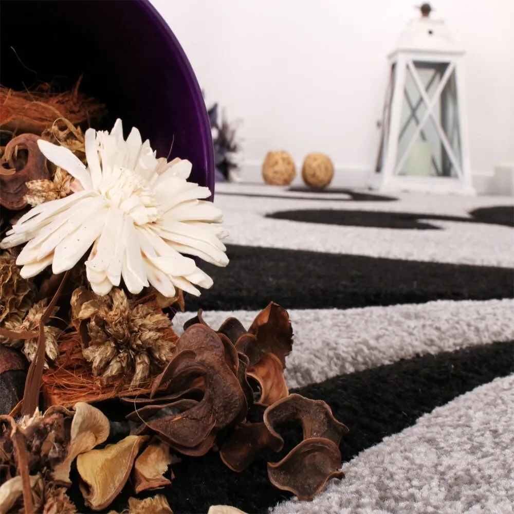 Modern Area Rug Floral Pattern with Contour Cut