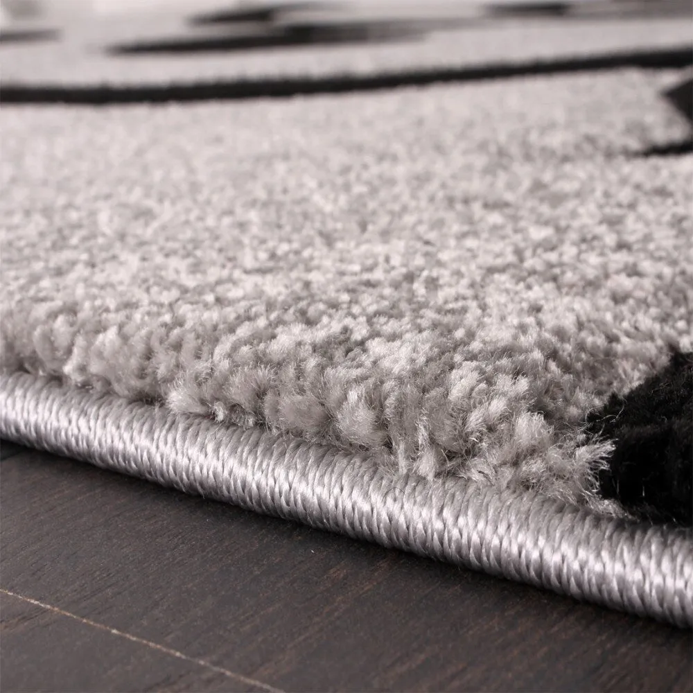 Modern Area Rug Floral Pattern with Contour Cut