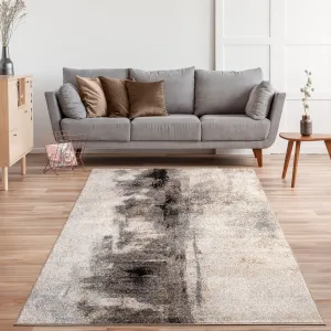Modern Designer Rug in Cream Brown Black