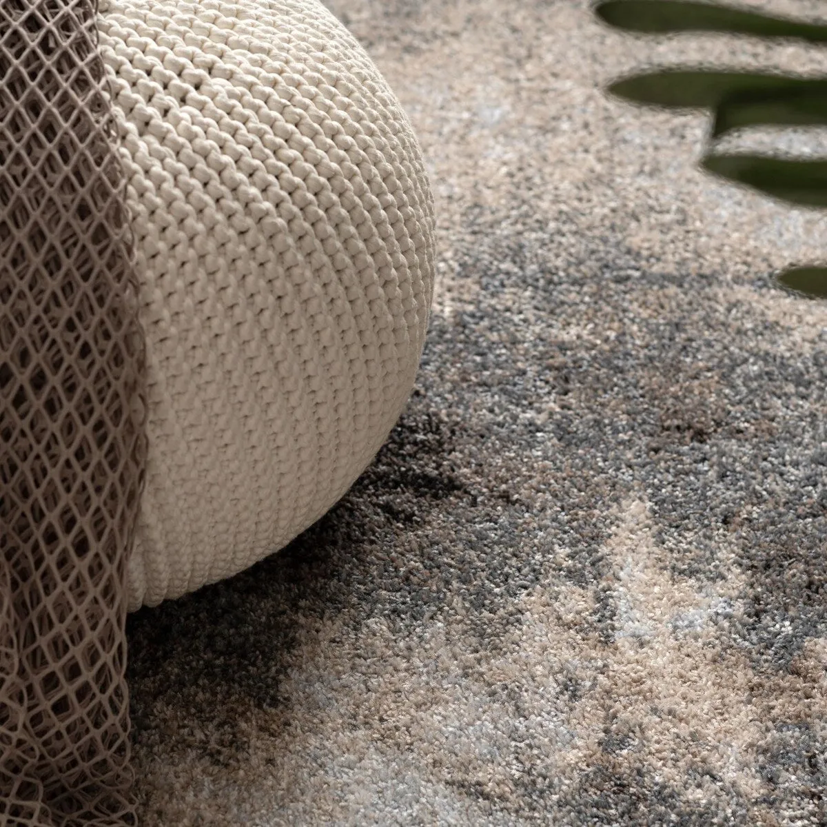 Modern Designer Rug in Cream Brown Black