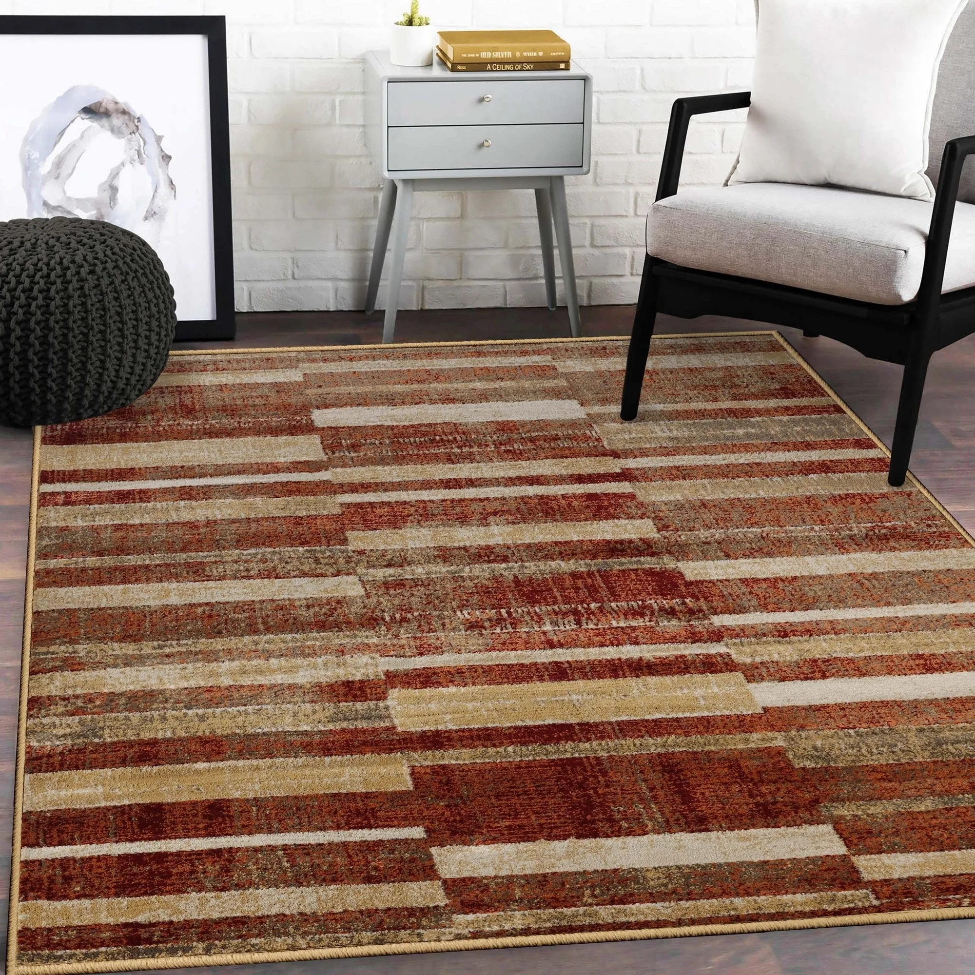 Modern Farmhouse Wide Striped Indoor Runner or Area Rug by Superior