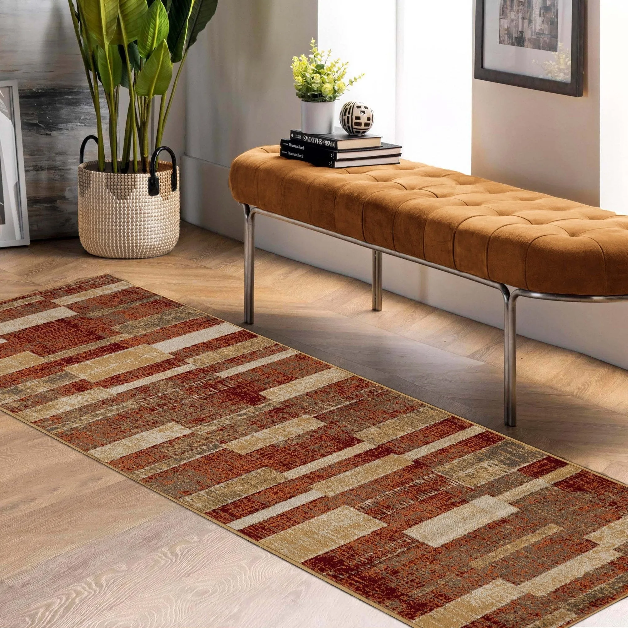 Modern Farmhouse Wide Striped Indoor Runner or Area Rug by Superior