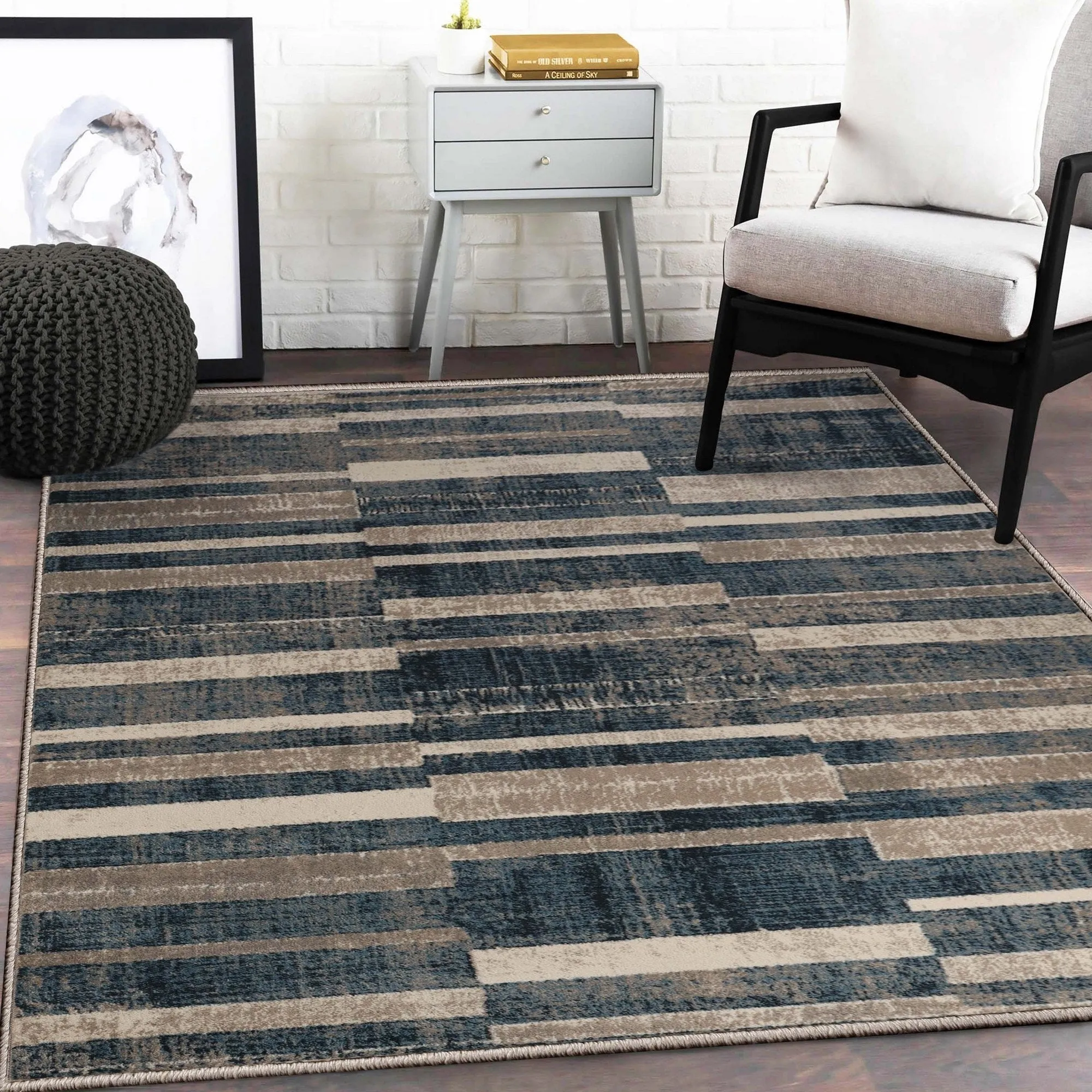 Modern Farmhouse Wide Striped Indoor Runner or Area Rug by Superior
