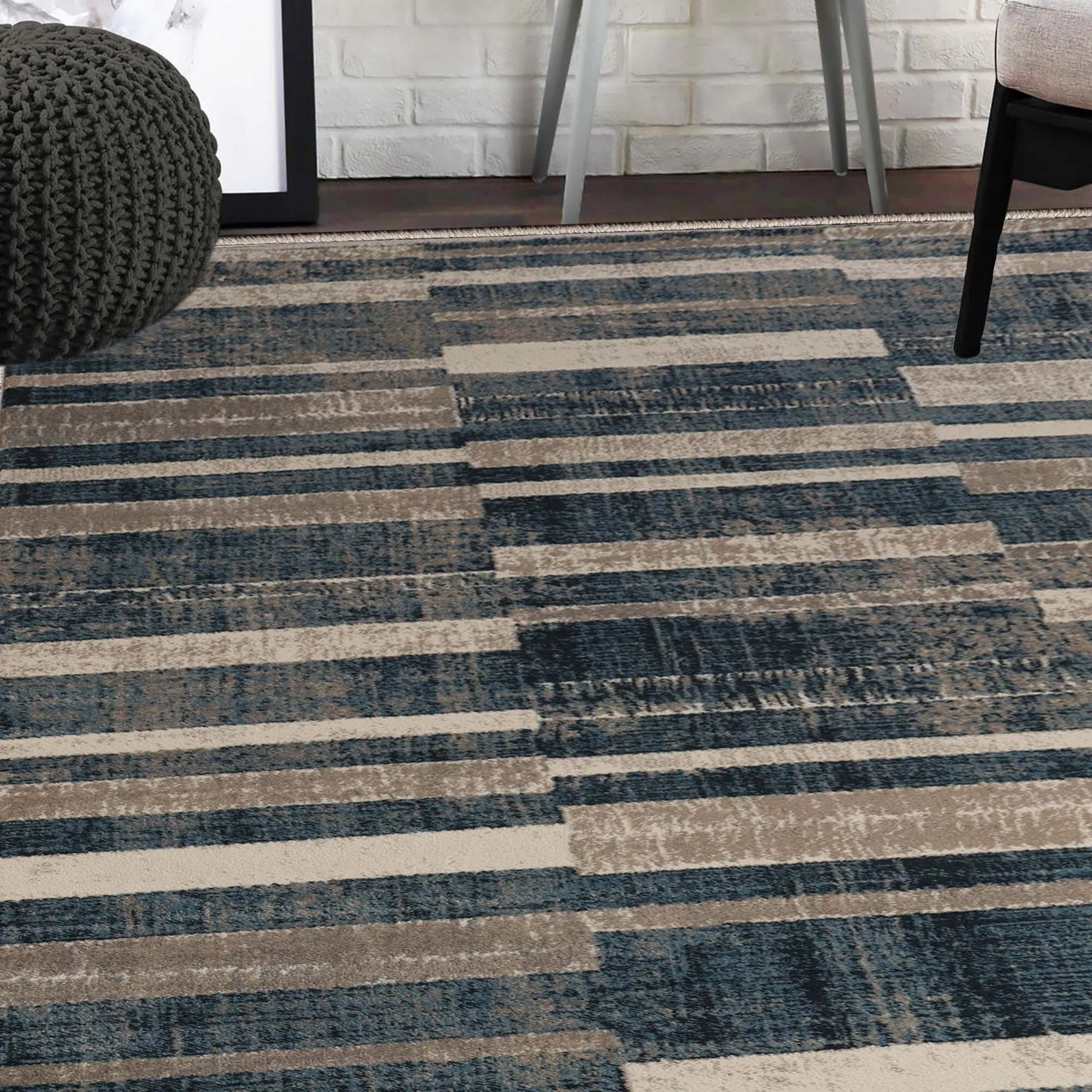 Modern Farmhouse Wide Striped Indoor Runner or Area Rug by Superior