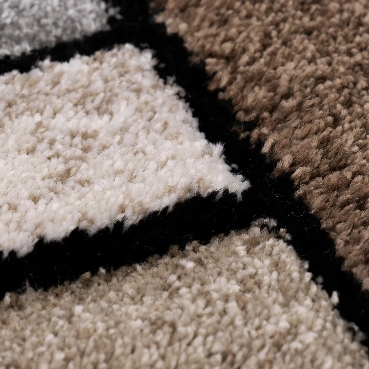 Modern Living-Room Rug Geometric in Brown Beige