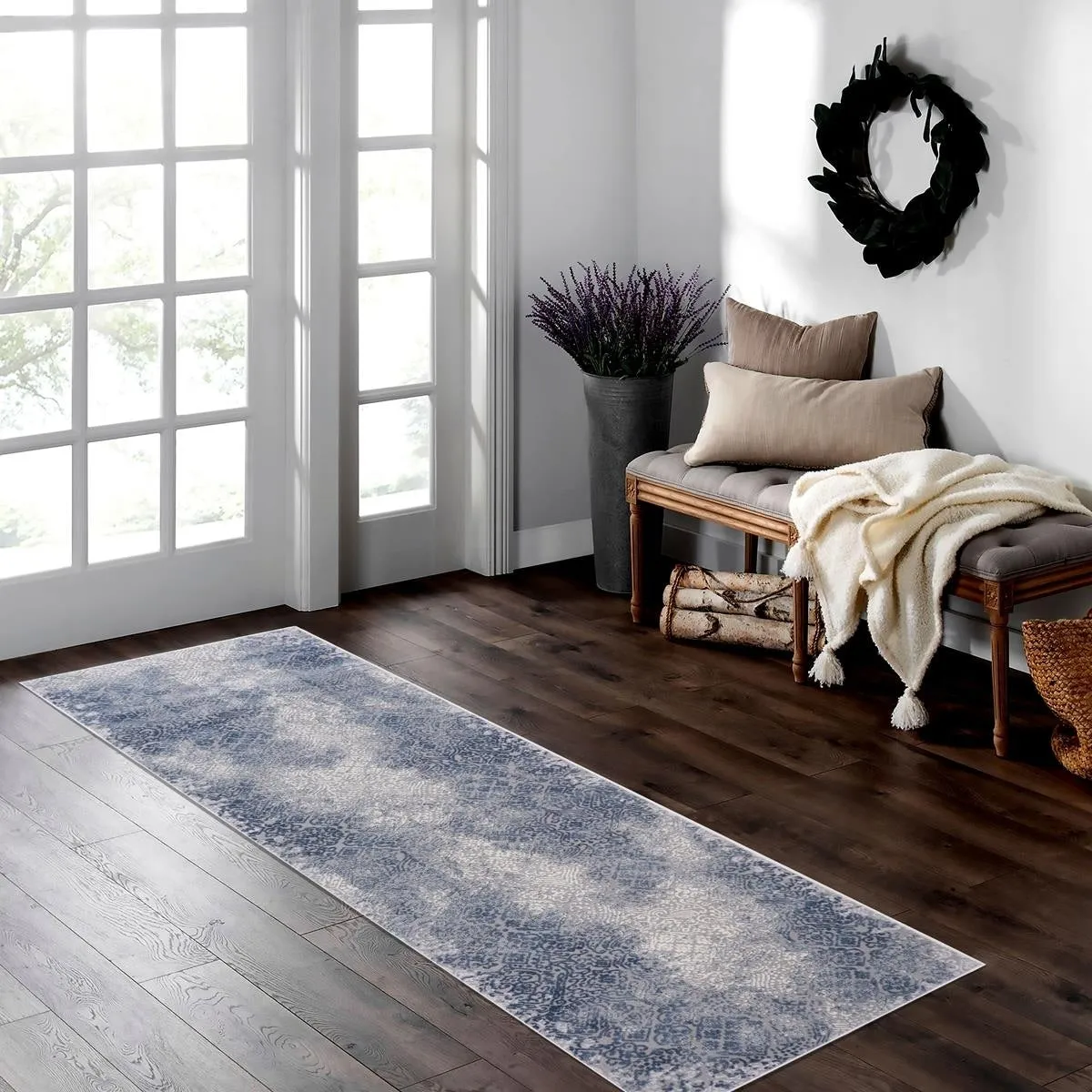 Modern Transitional Loane Grey Blue Rug