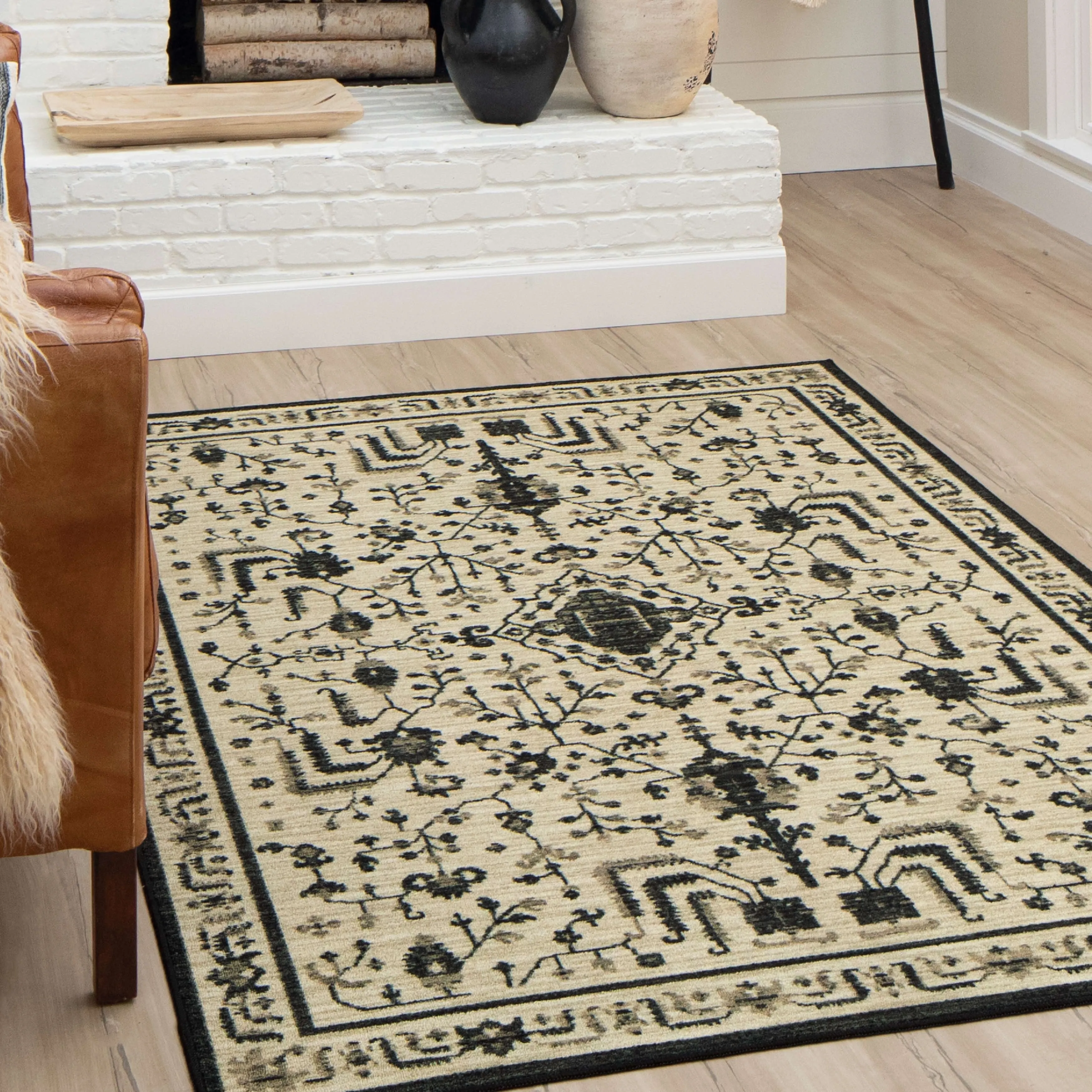 Mohawk Home Daran Black Floral Medallion Area Rug