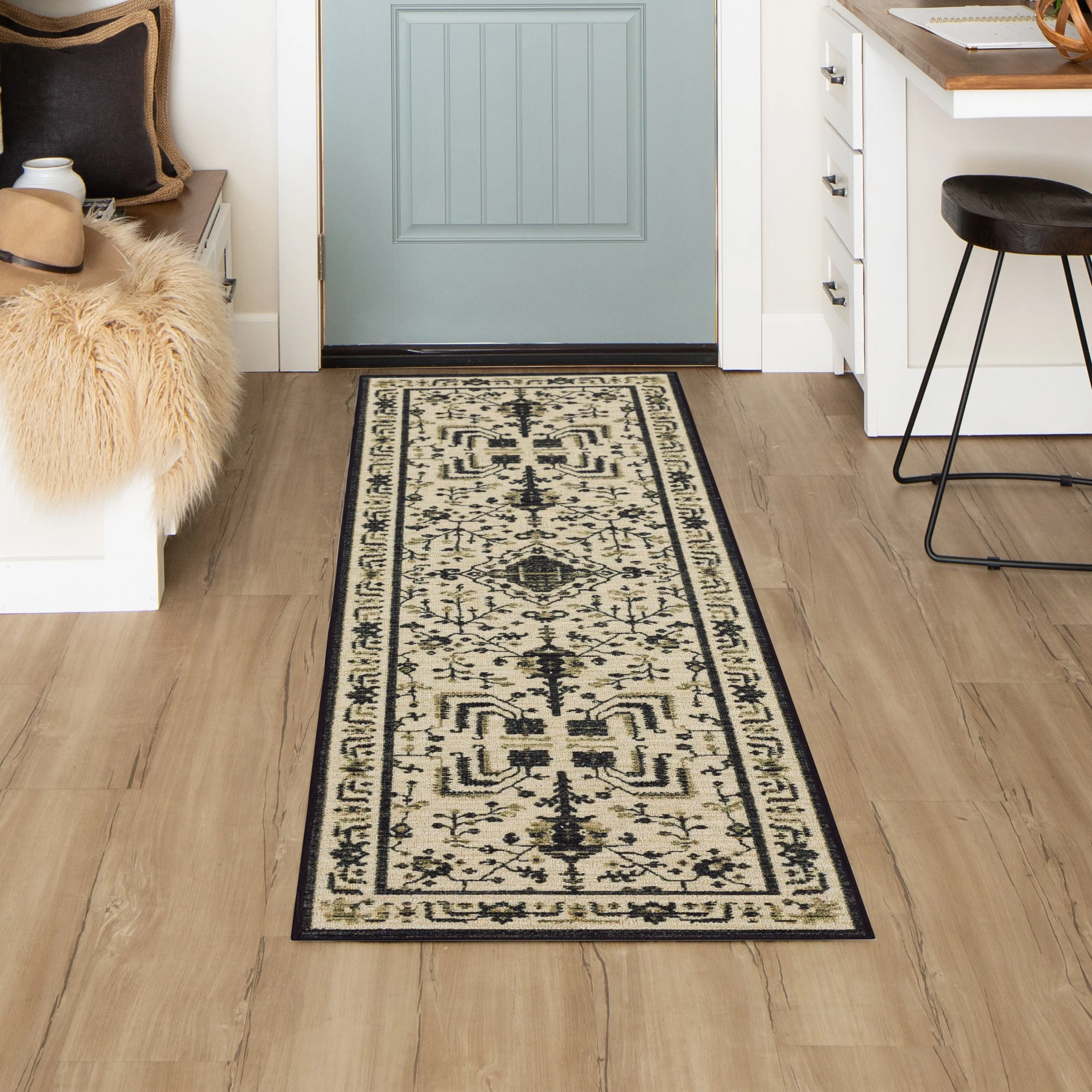 Mohawk Home Daran Black Floral Medallion Area Rug