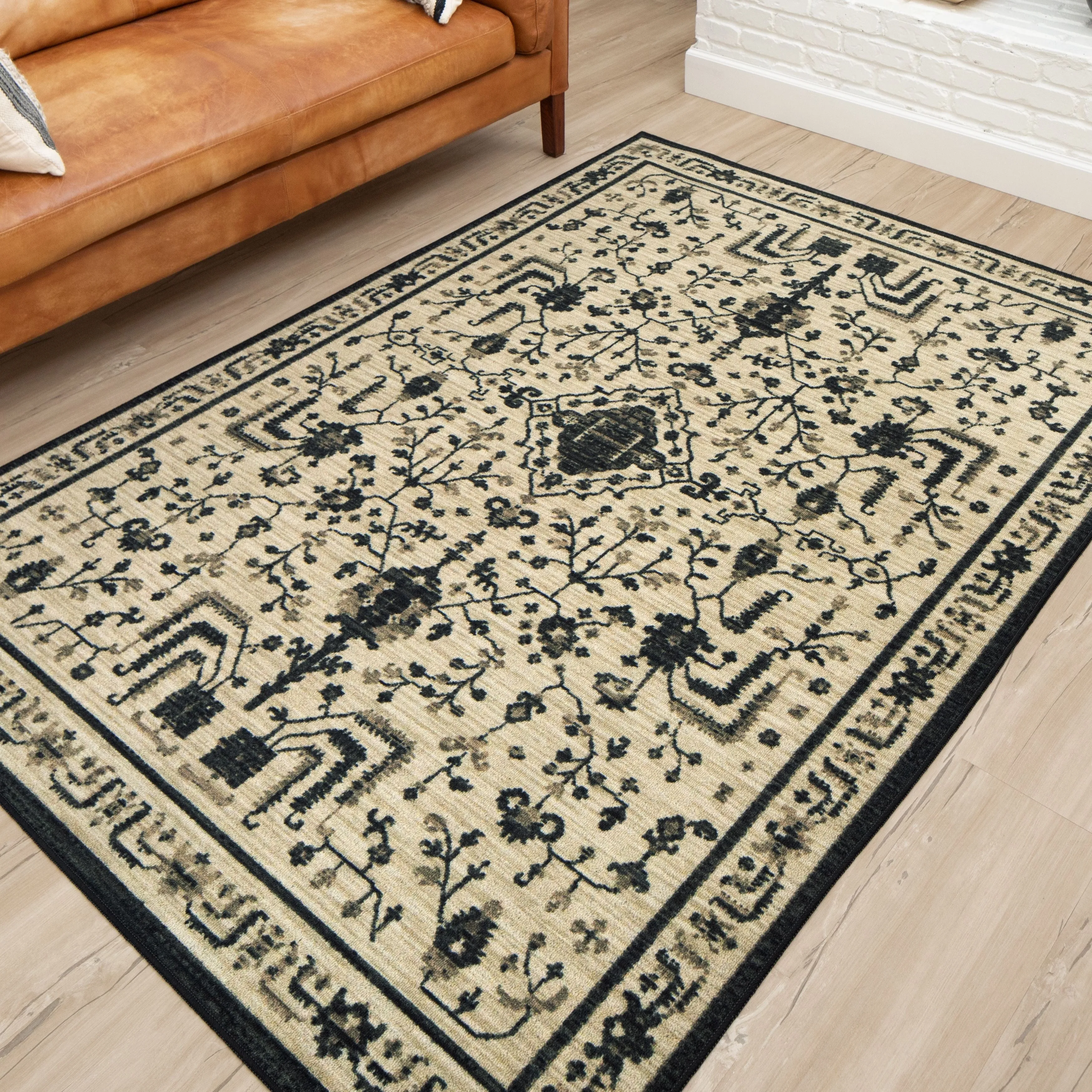 Mohawk Home Daran Black Floral Medallion Area Rug