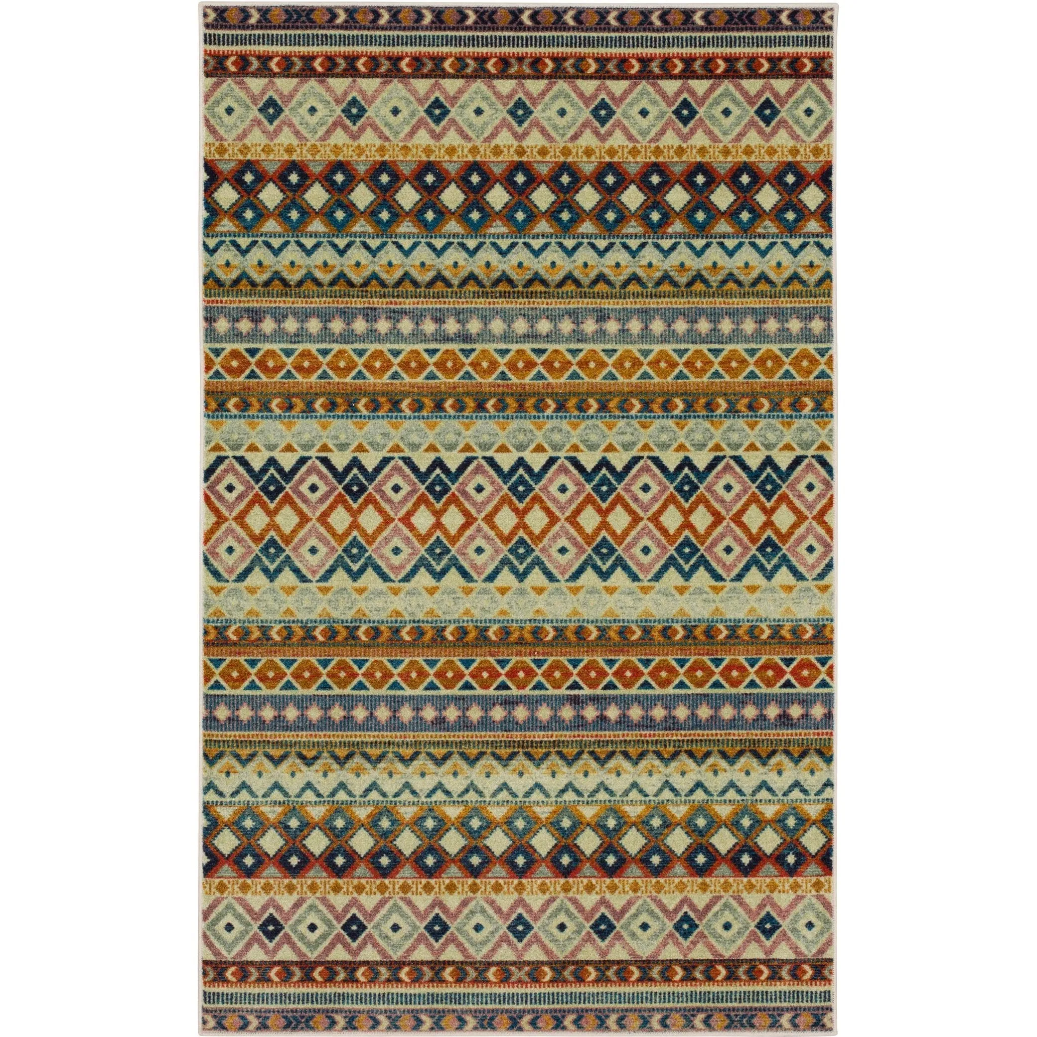 Mohawk Home Myron Blue/Red Southwestern Striped Area Rug
