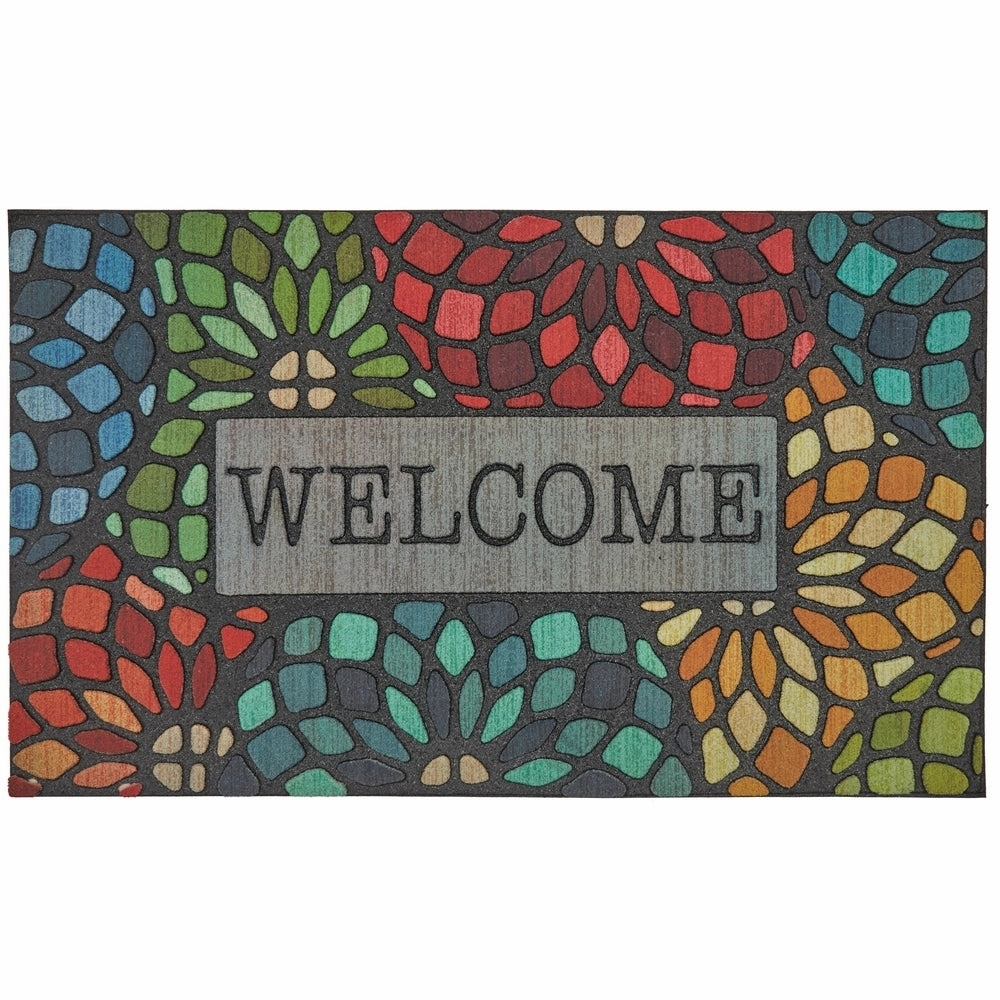 Mohawk Home Welcome Stained Glass All Weather Recycled Rubber Door Mat - 1'6 x 2'6