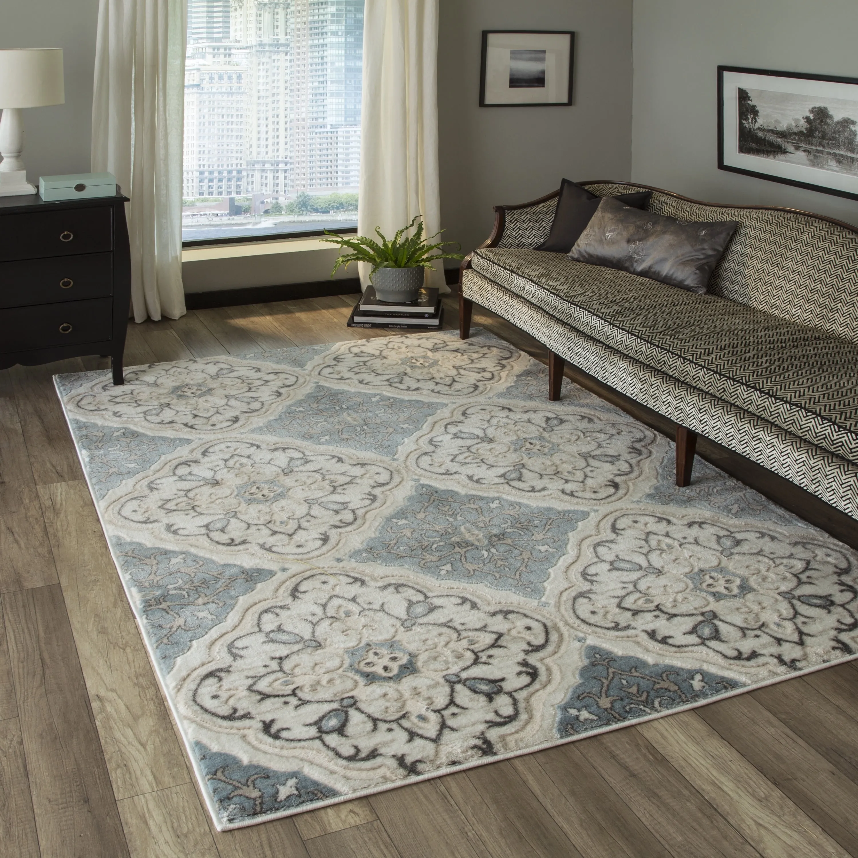 Momeni Brooklyn Heights Polyester Blend Damask Area Rug