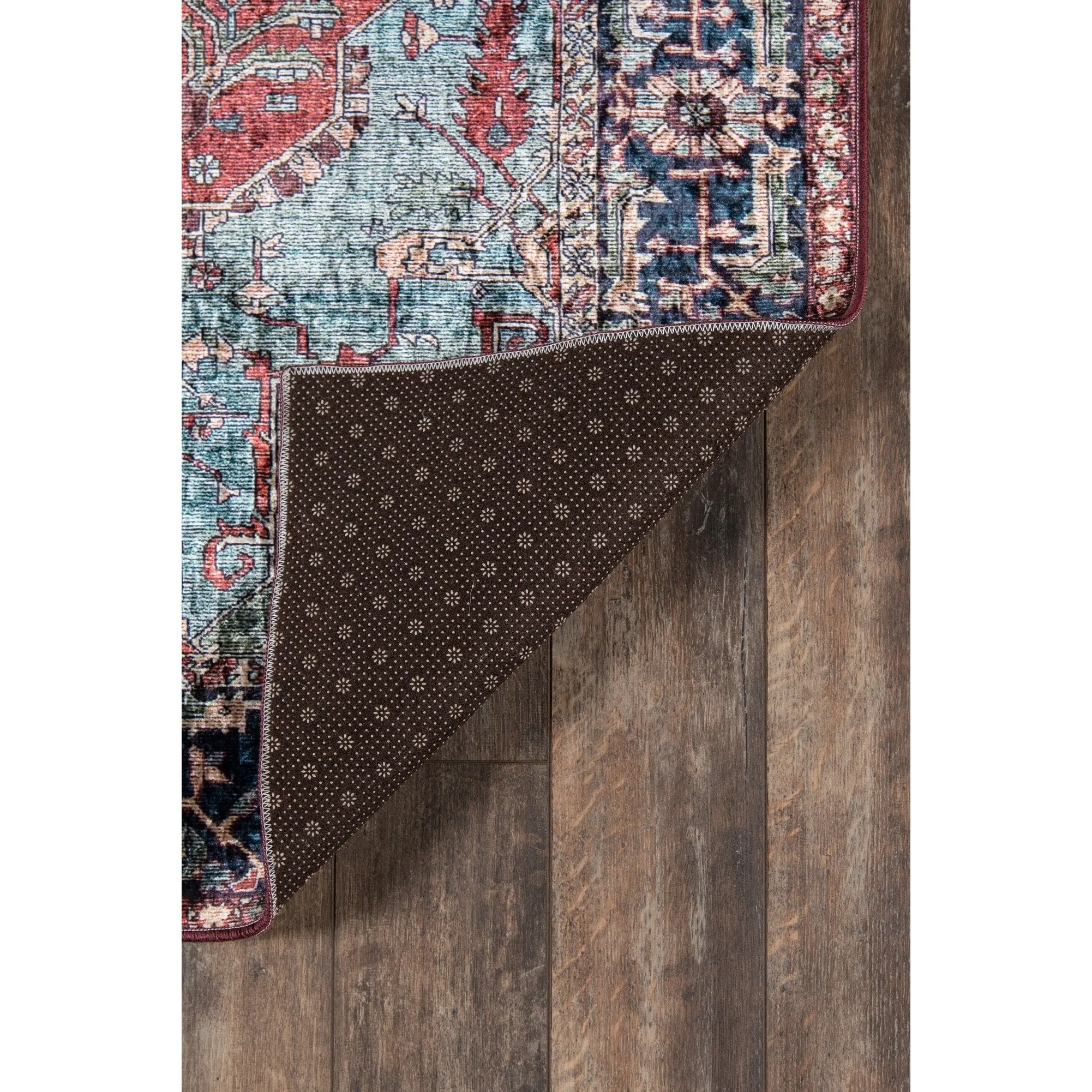 Momeni Karachi Distressed Red/ Navy Medallion Polyester Area Rug