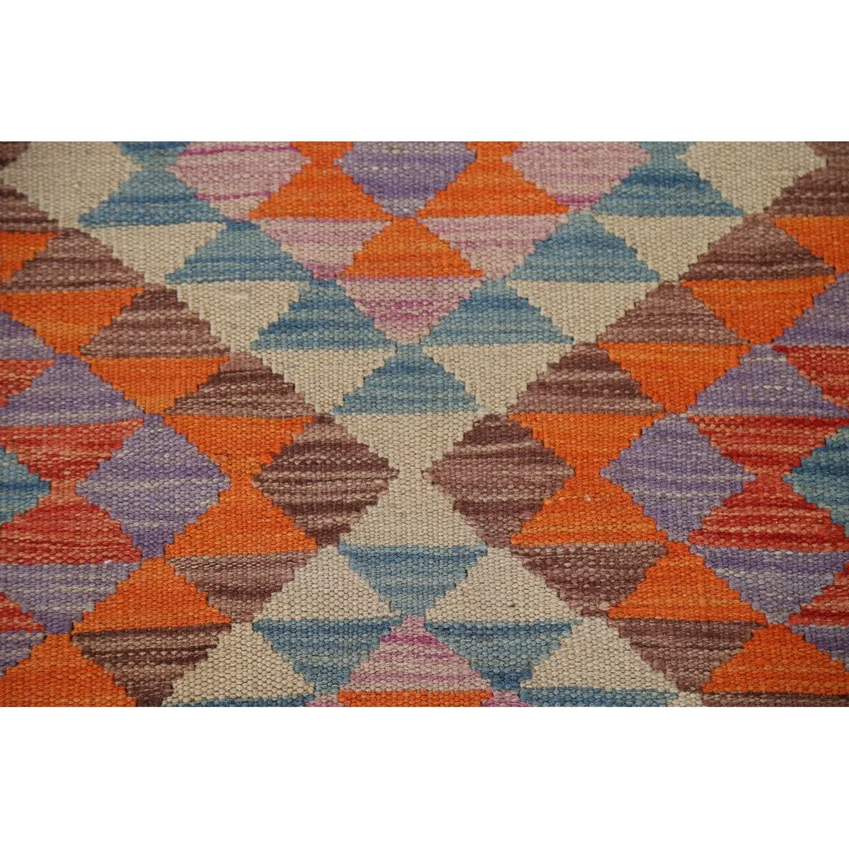 Multicolor Kilim Runner Rug Hand-Woven Oriental Wool Carpet - 2'4x 6'3