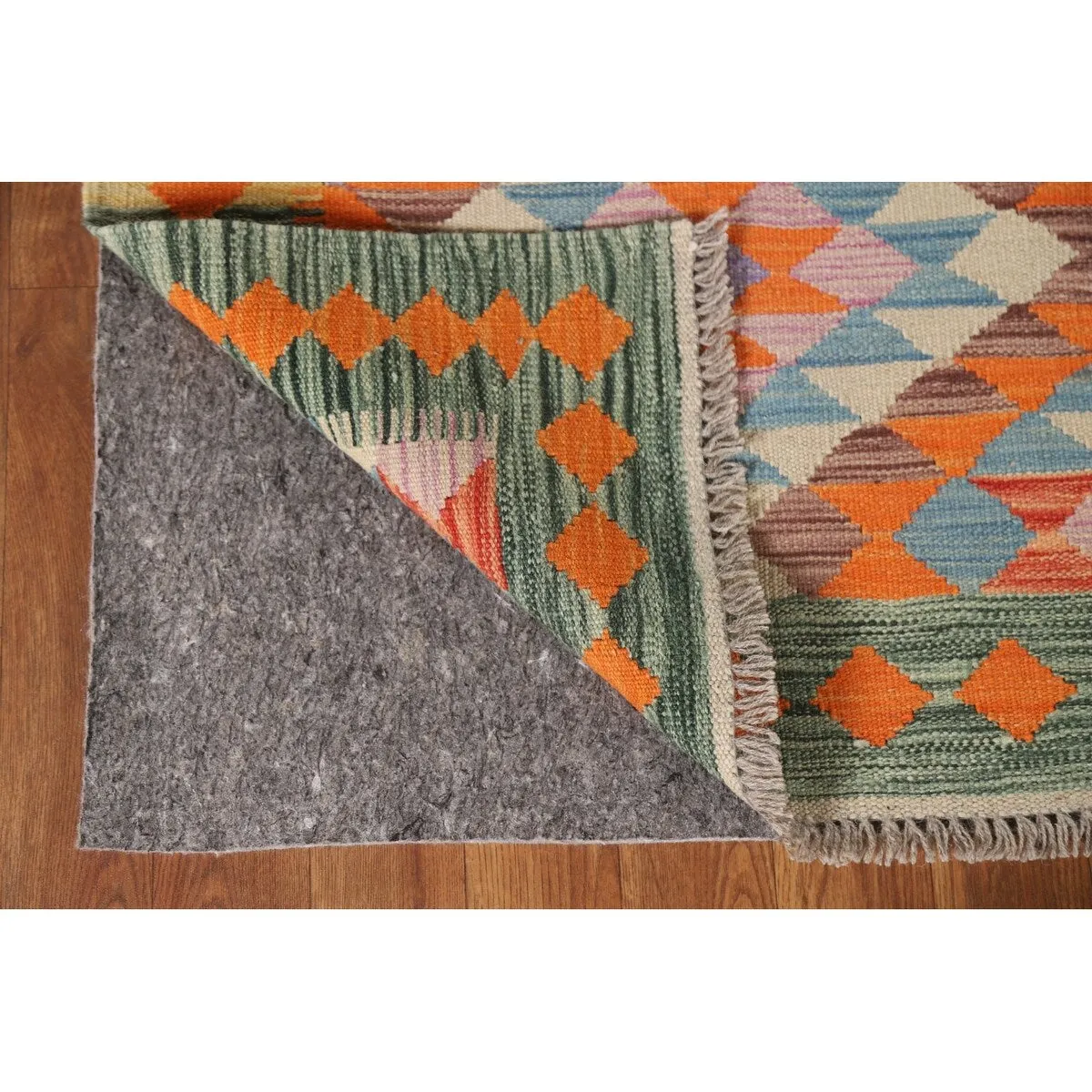 Multicolor Kilim Runner Rug Hand-Woven Oriental Wool Carpet - 2'4x 6'3