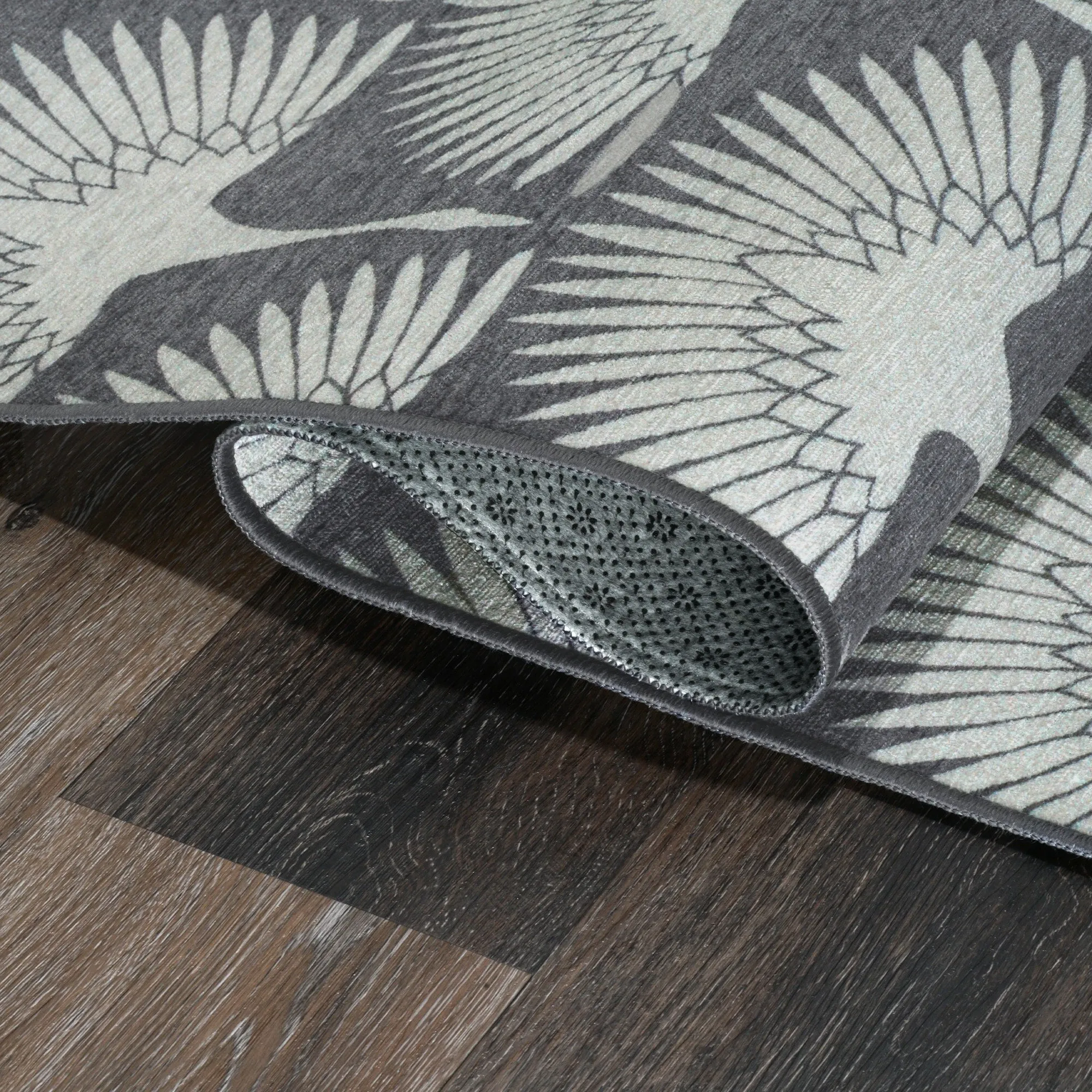 My Magic Carpet Flock Slate Grey Washable Rug