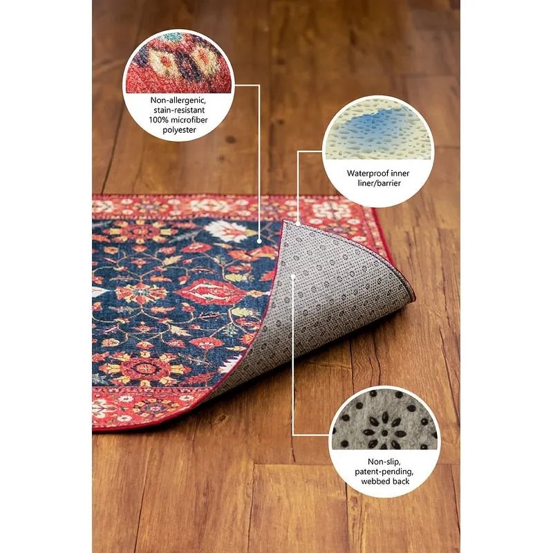 My Magic Carpet Flock Slate Grey Washable Rug