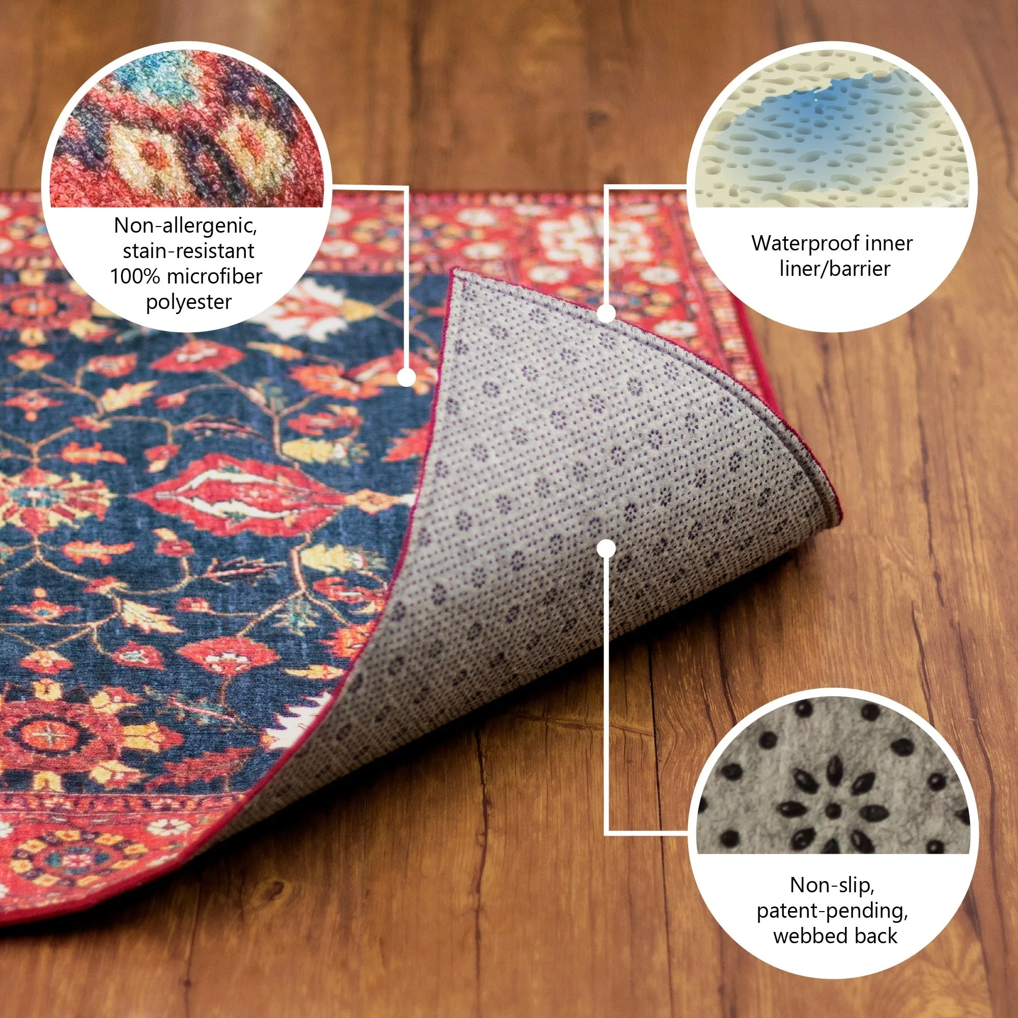 My Magic Carpet Machine Washable Rug Ramage Maroon