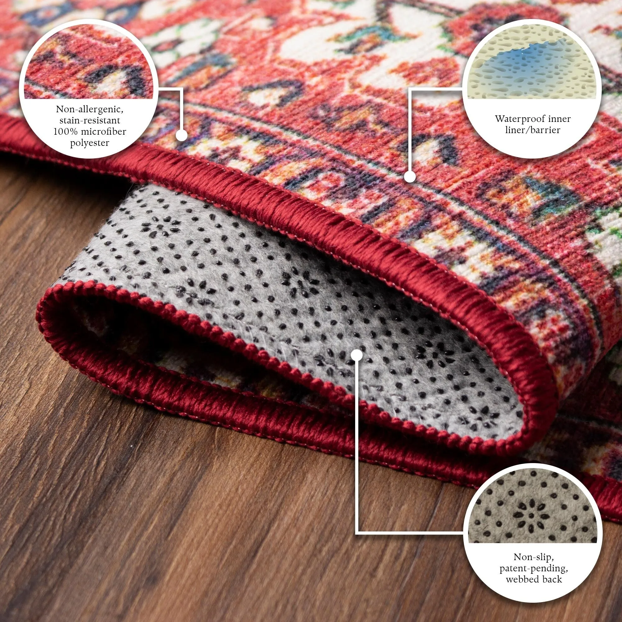 My Magic Carpet Machine Washable Rug Ramage Maroon