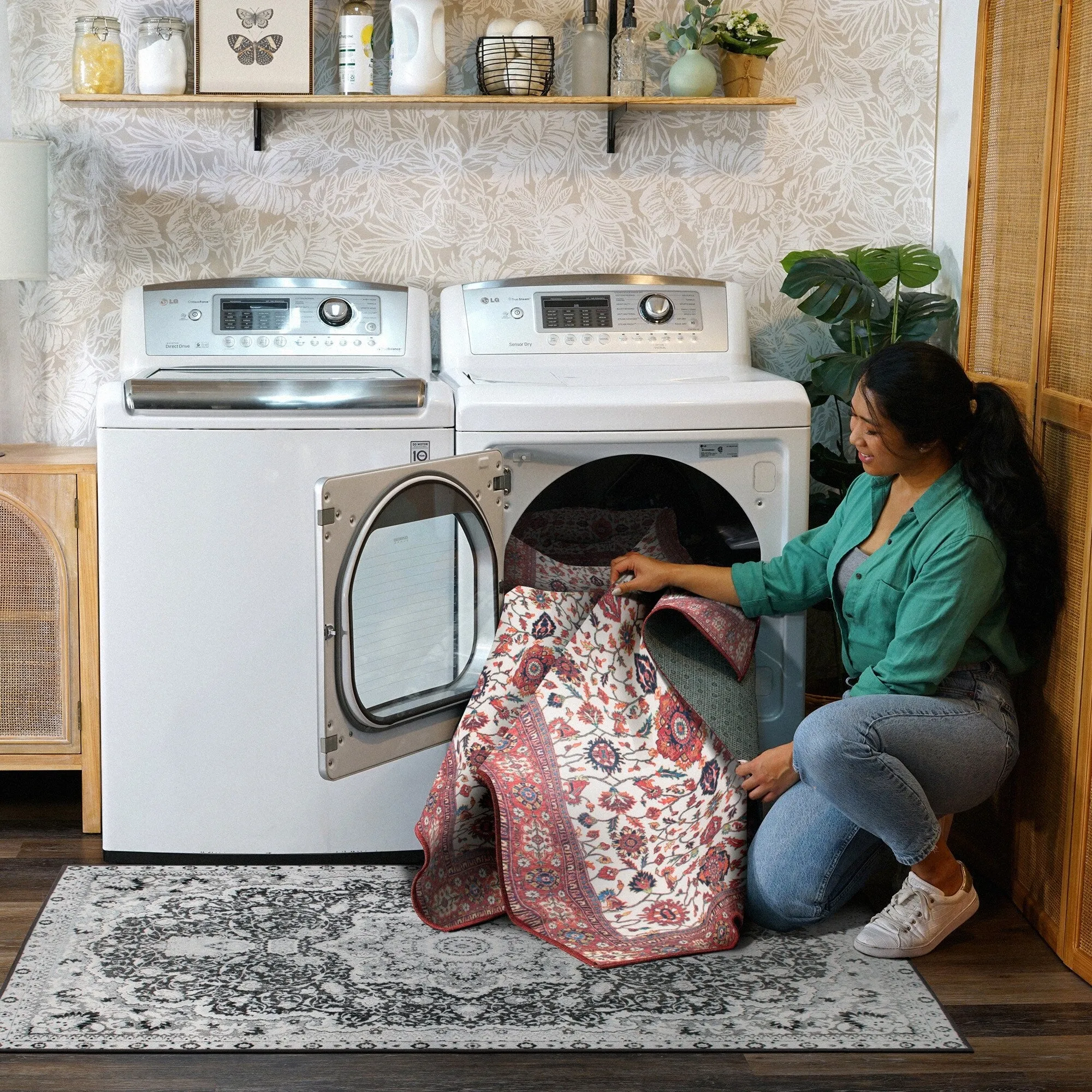 My Magic Carpet Machine Washable Rug Ramage Maroon