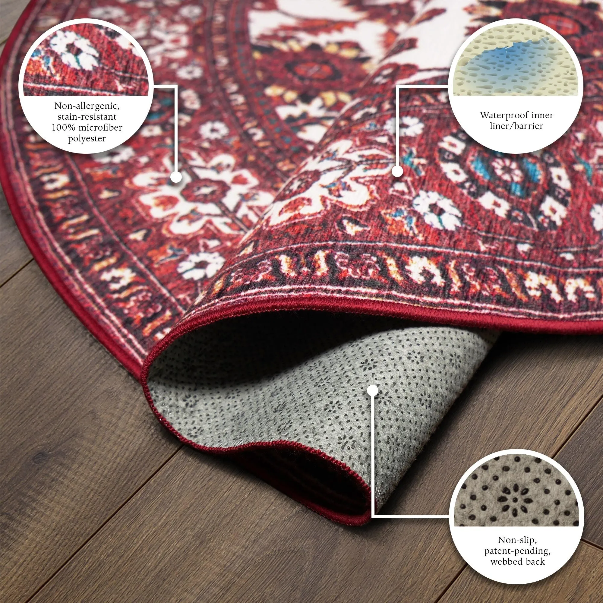 My Magic Carpet Machine Washable Rug Ramage Maroon