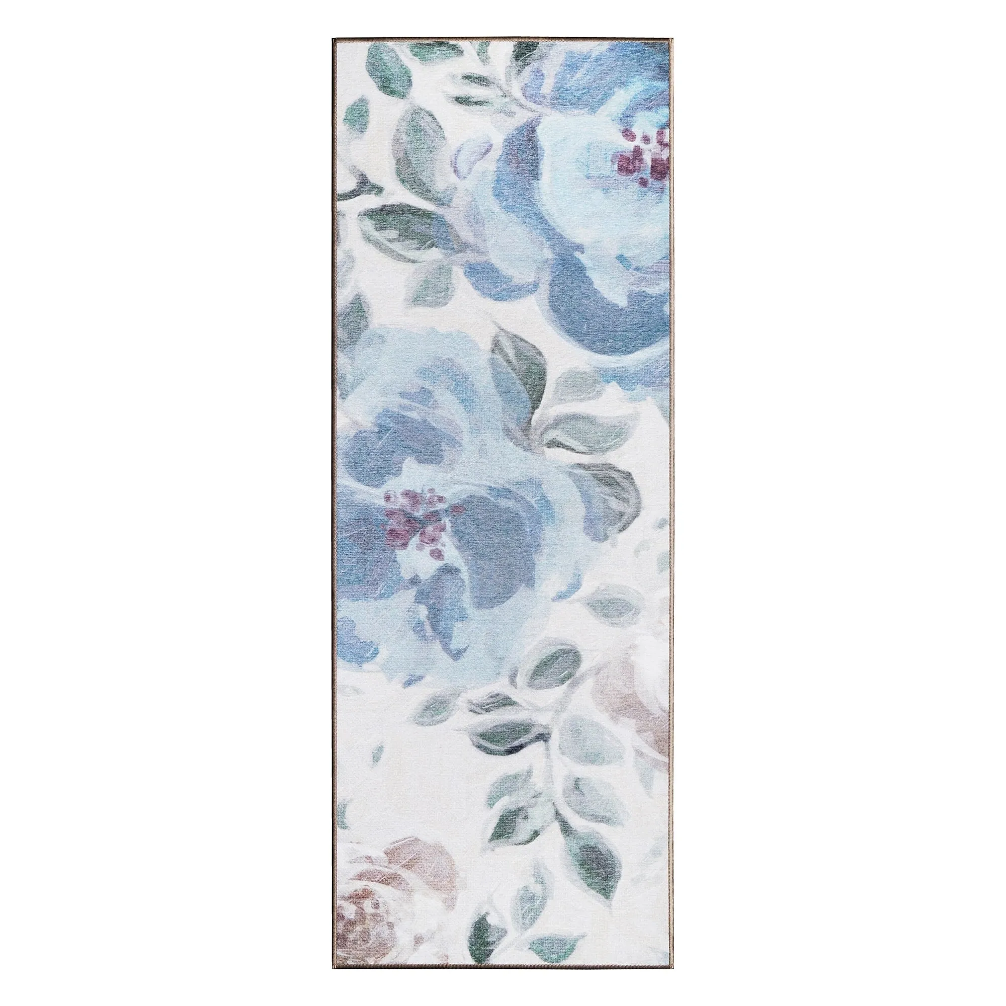My Magic Carpet Sasha Floral Cream Blue Machine Washable Rug