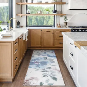 My Magic Carpet Sasha Floral Cream Blue Machine Washable Rug