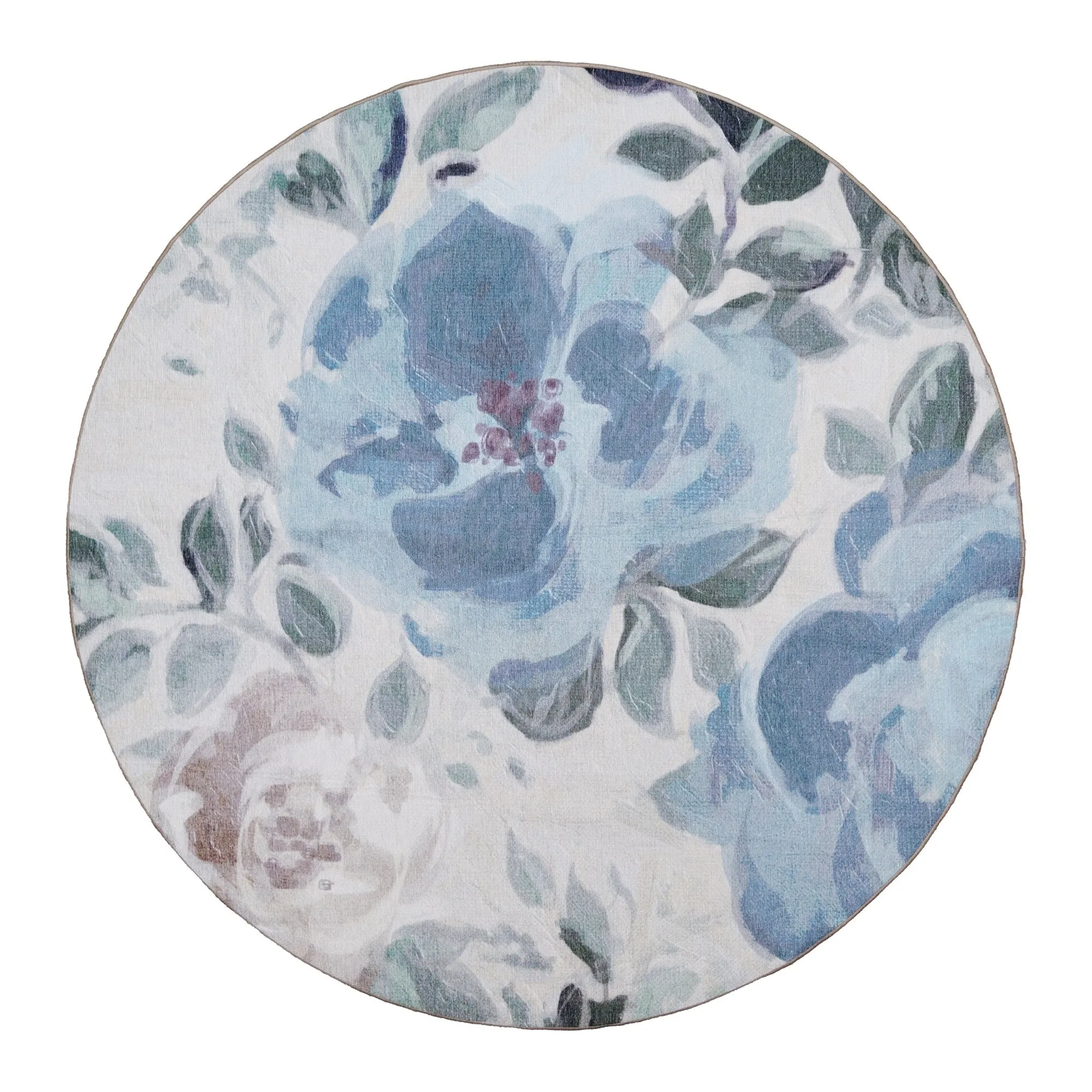 My Magic Carpet Sasha Floral Cream Blue Machine Washable Rug