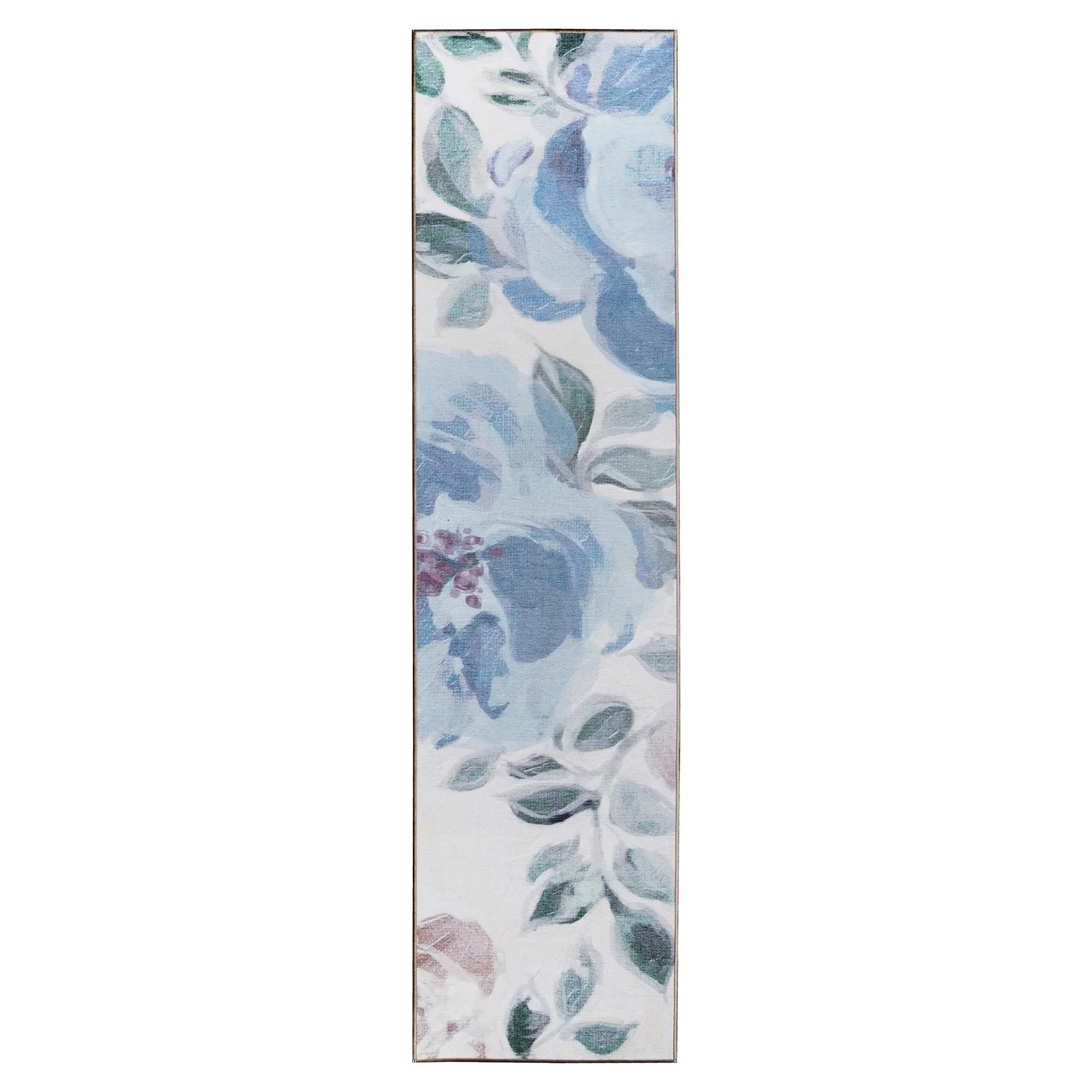 My Magic Carpet Sasha Floral Cream Blue Machine Washable Rug