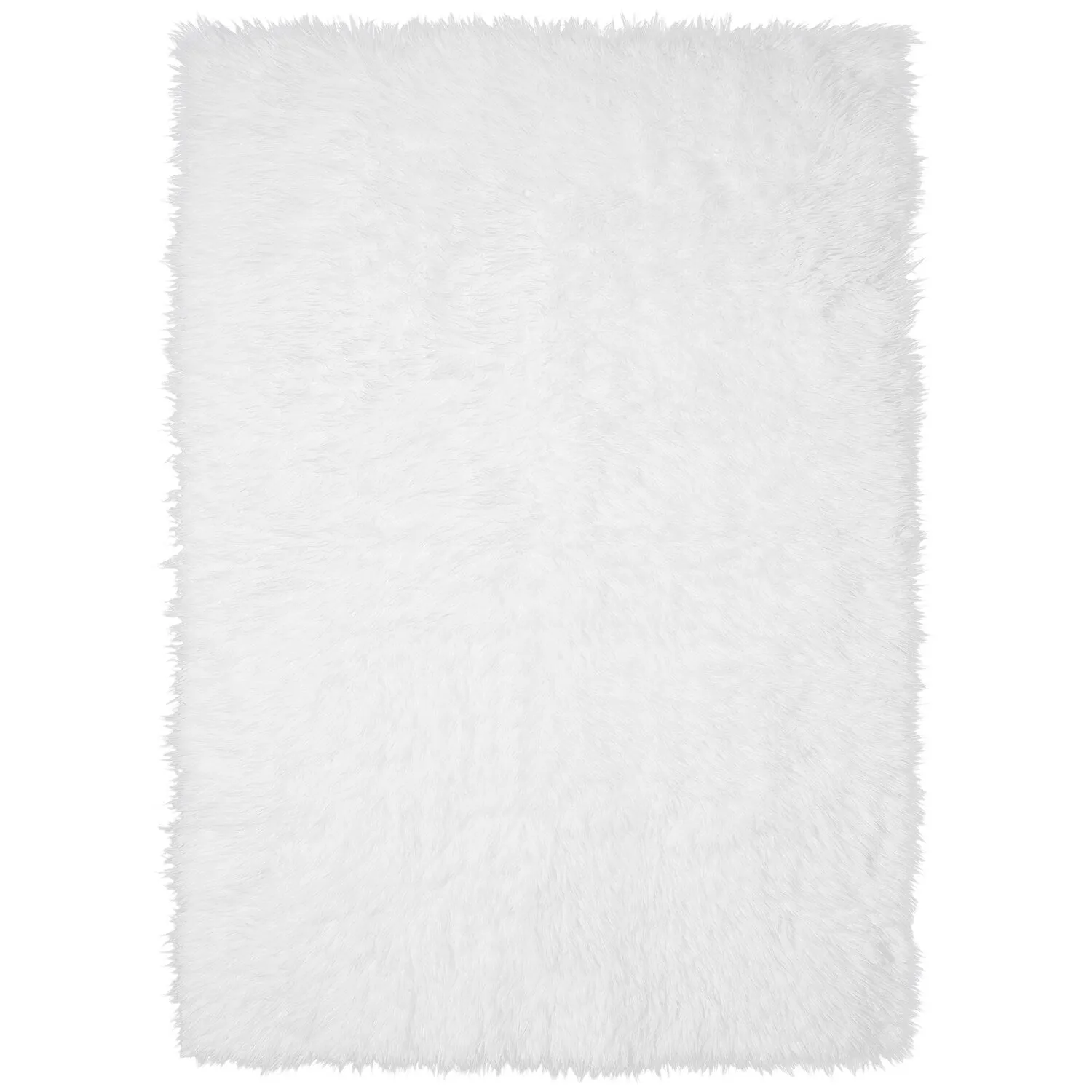 My Magic Carpet Washable Vegan White Plush Shag Area Rug