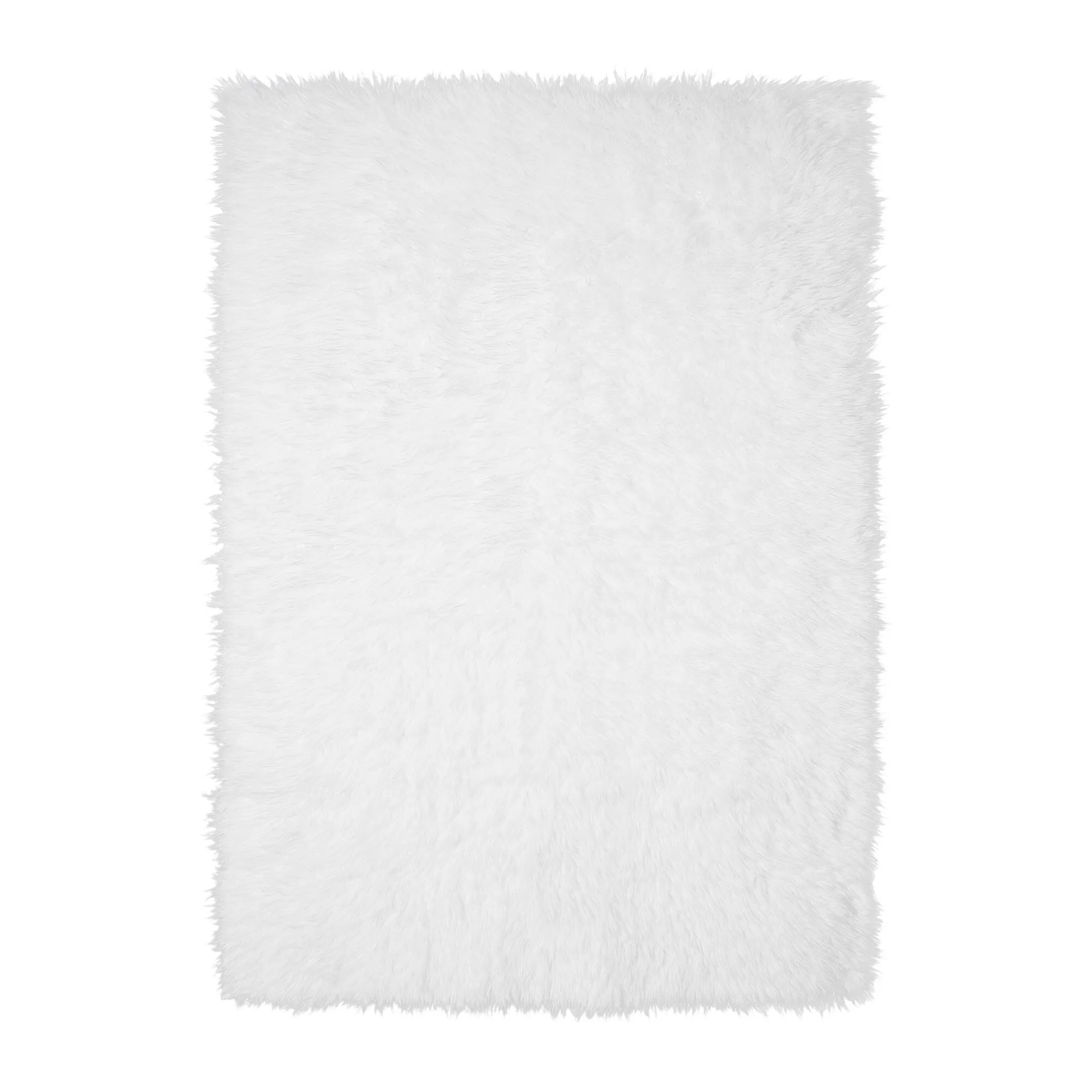 My Magic Carpet Washable Vegan White Plush Shag Area Rug