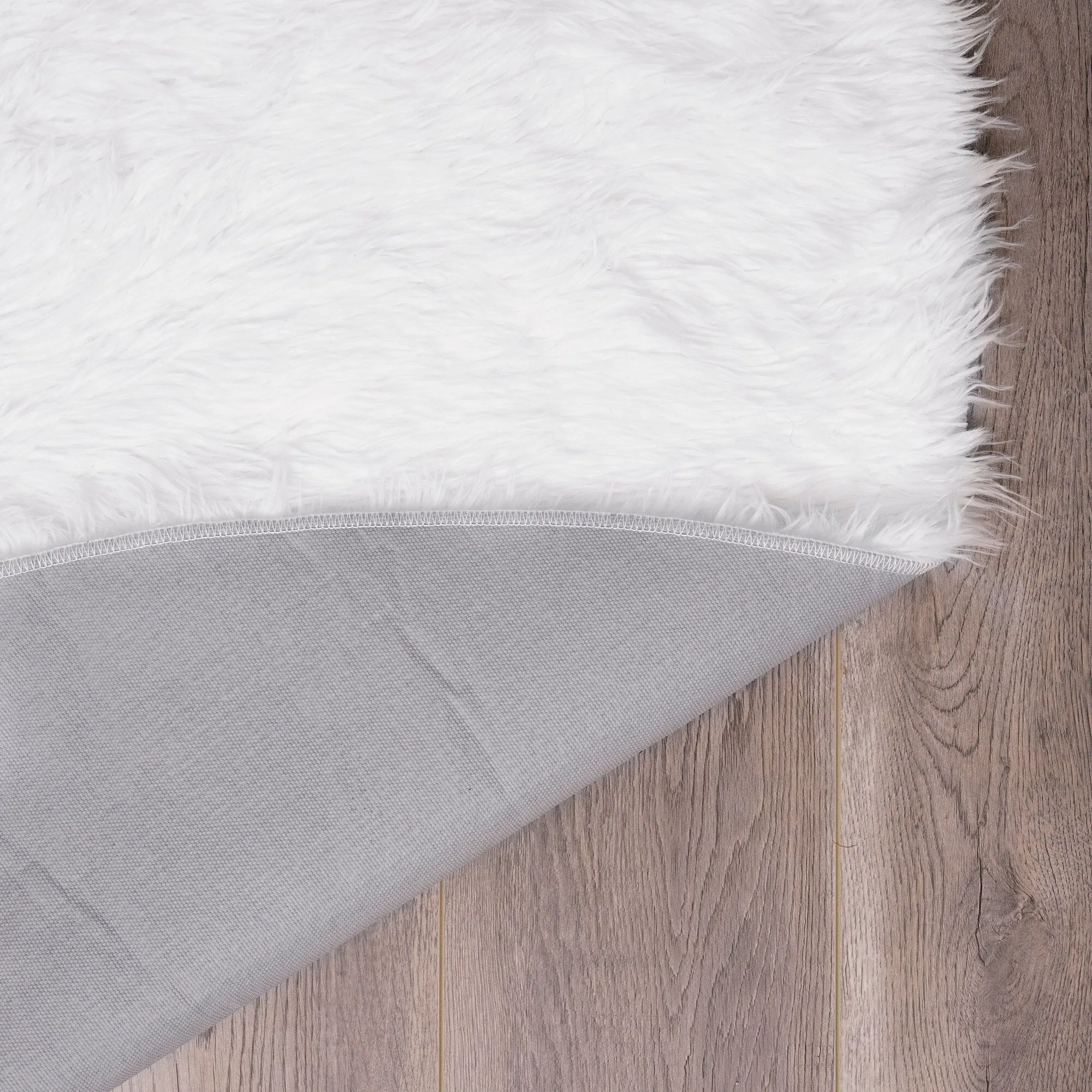 My Magic Carpet Washable Vegan White Plush Shag Area Rug