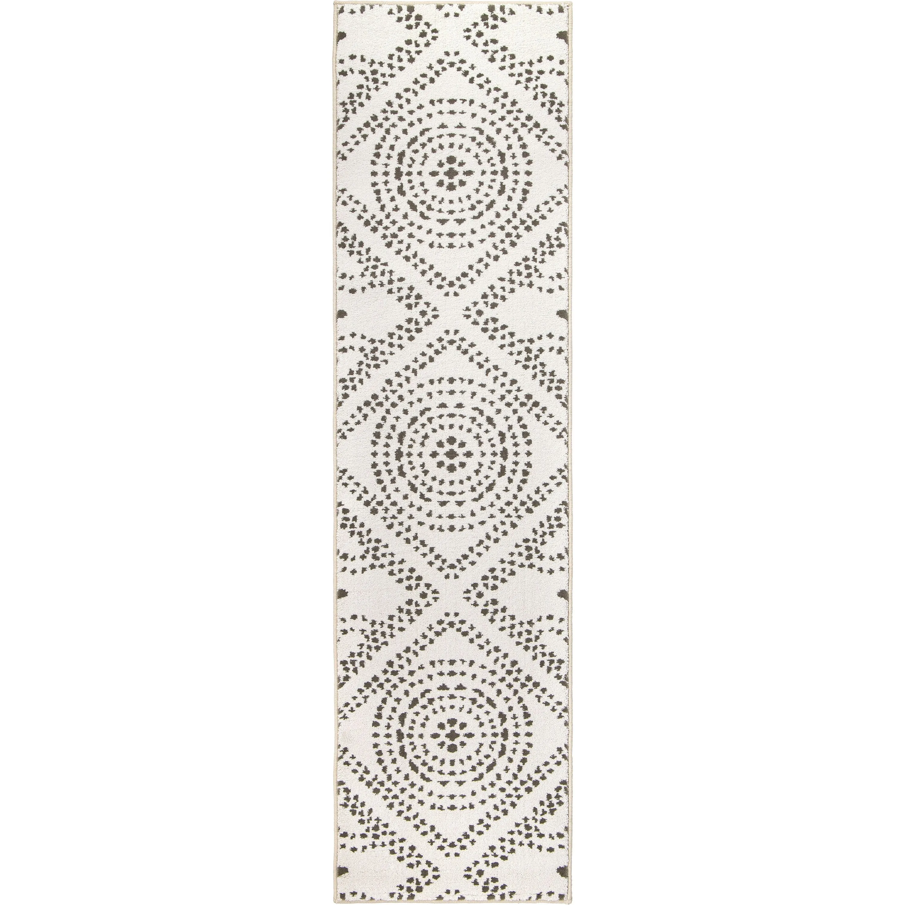 My Texas House Saltillo Natural White Floral Area Rug